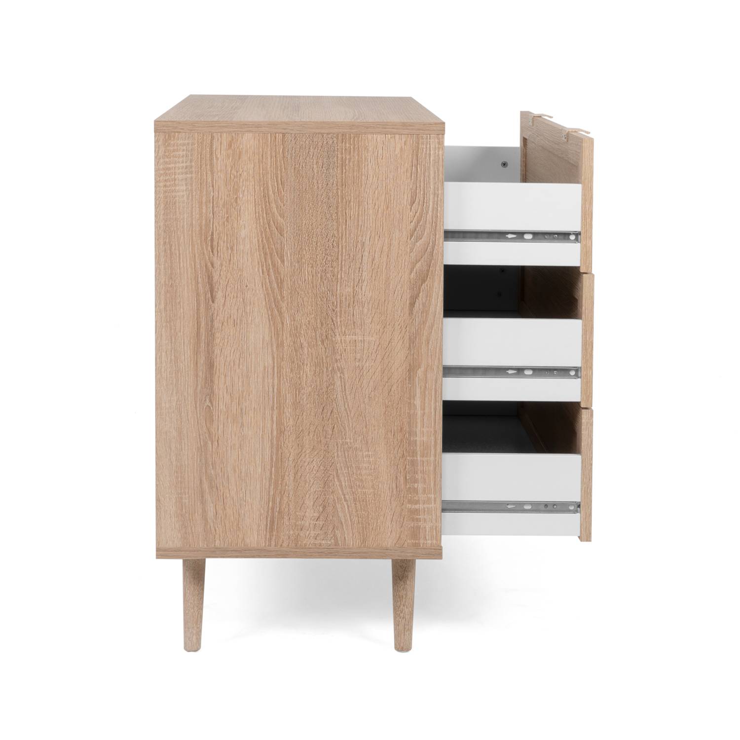 Sideboard Cabinet Wood Brown Rafia Living Room Bed Room Furniture with Drawers