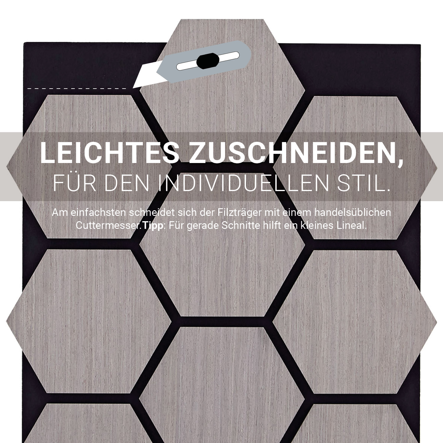 Acoustic Panels Wall Panels Hexagon Honeycomb 76 x 62 cm Gray | Wood | 8-piece Set | 3D