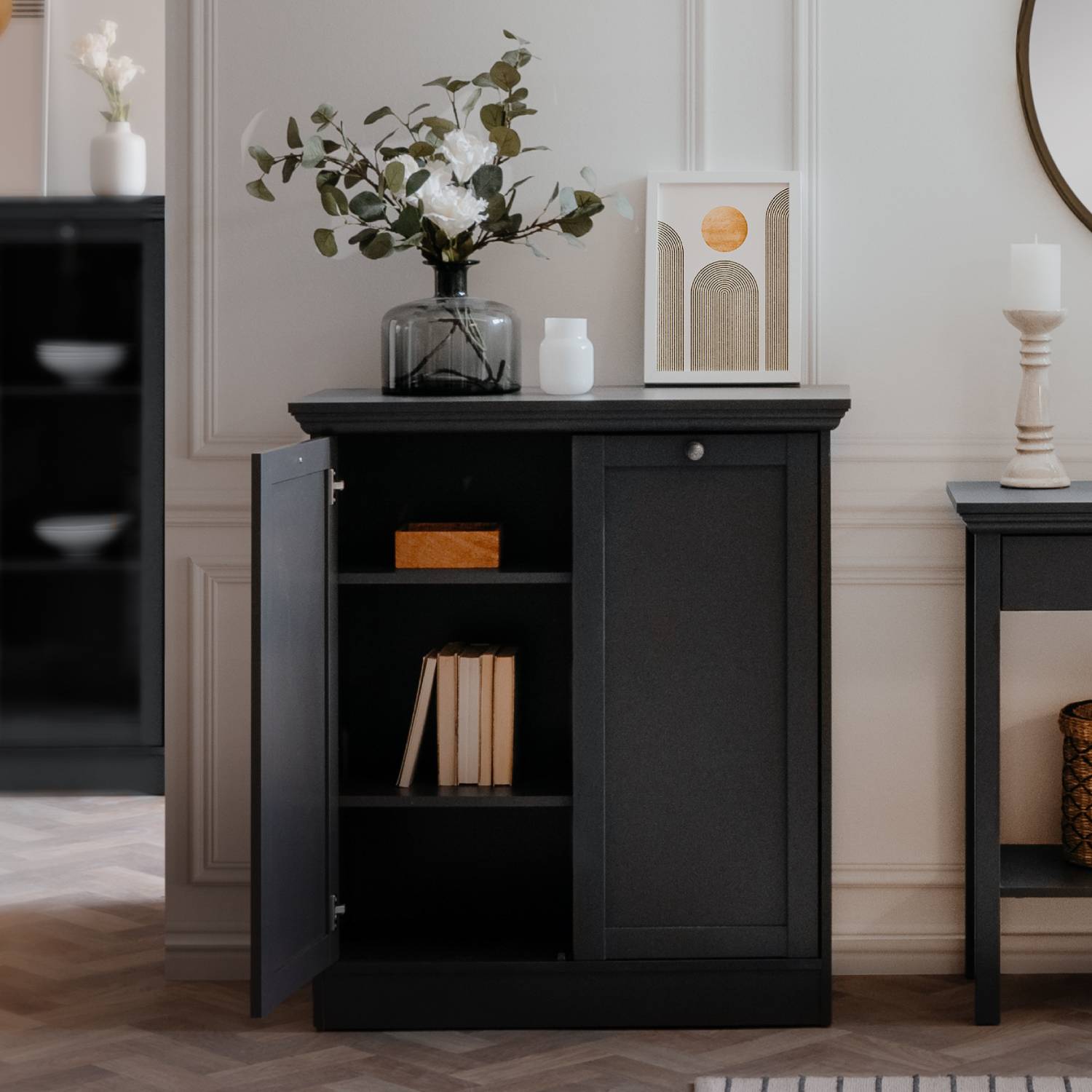 Sideboard Chest of Drawers Living Room Cupboard Cabinet Wood Anthracite