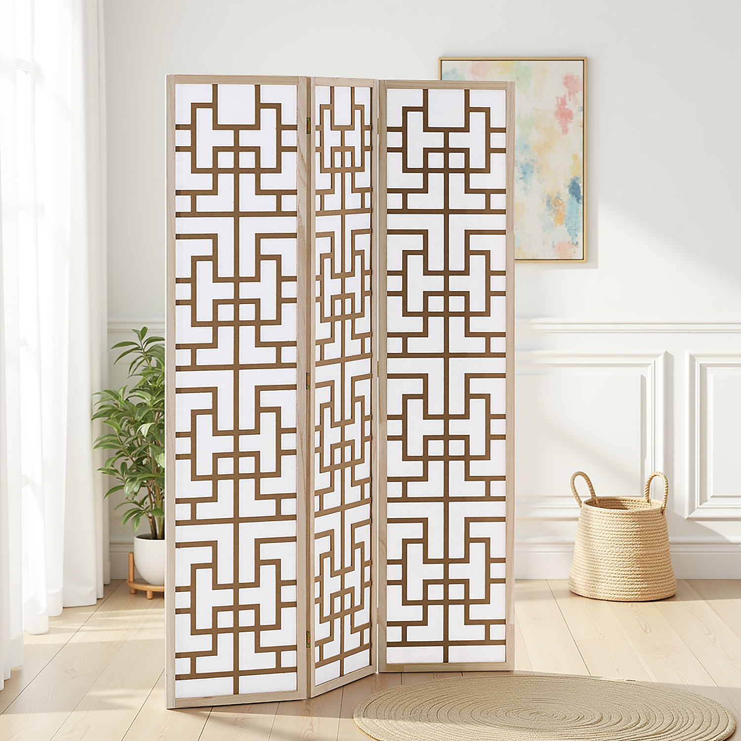 Paravent Natural Shoji | 3-panel | Wood | Room Divider | Partition Privacy Screen