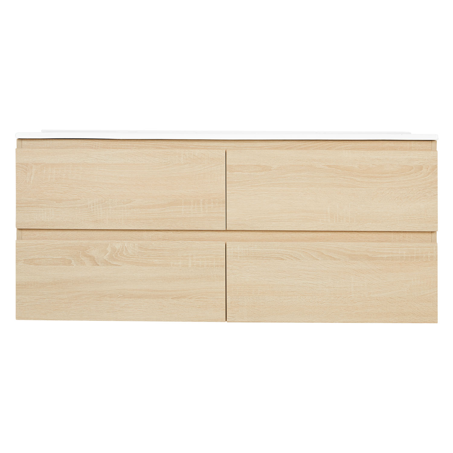 Bathroom cabinet 120 cm Natural Wood Oak Storage Vanity unit Bathroom furniture Double Sink unit Washroom wall cabinet 