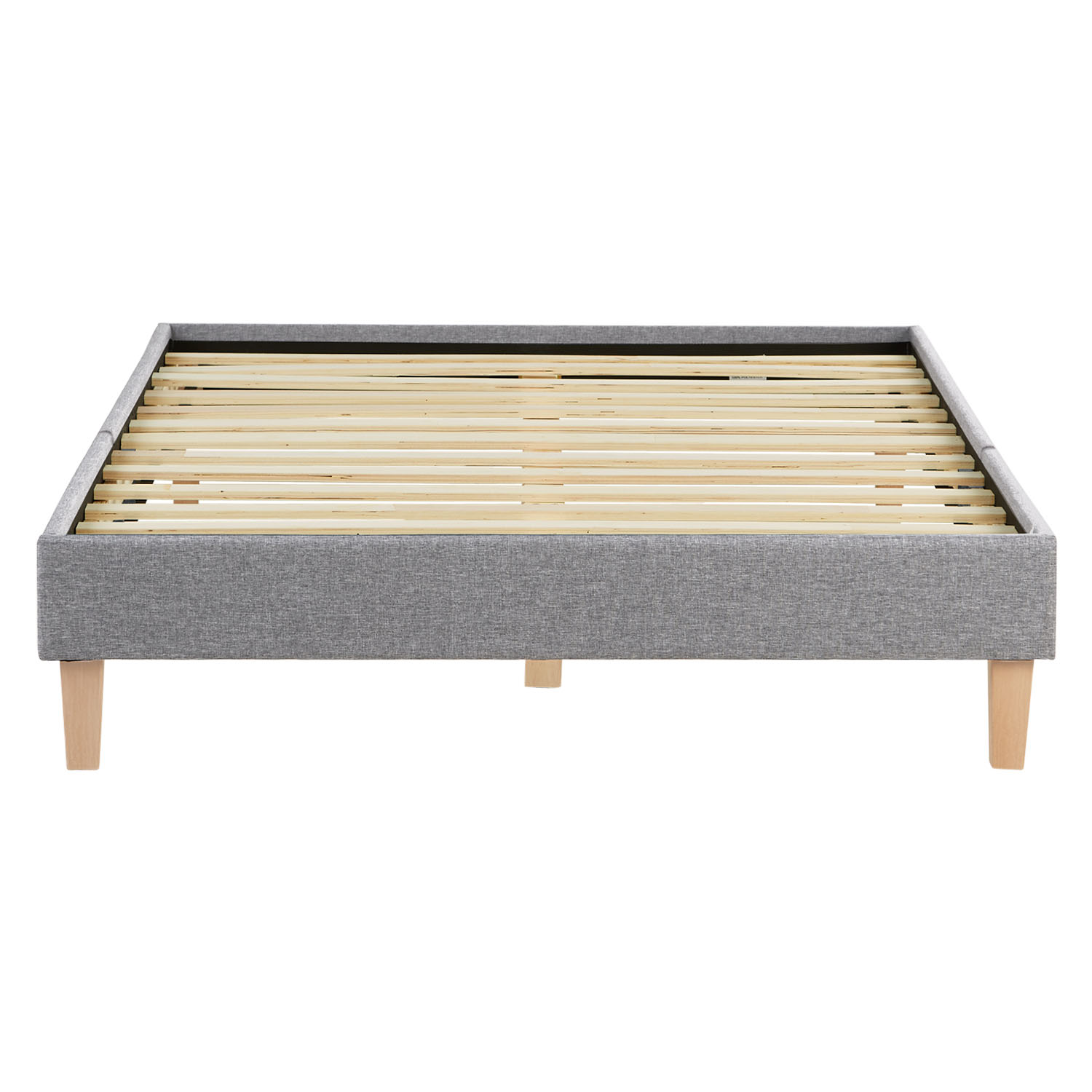 Upholstered Bed 120x200 cm Gray – Futon Bed with Slatted Base & Mattress | Modern Fabric Bed