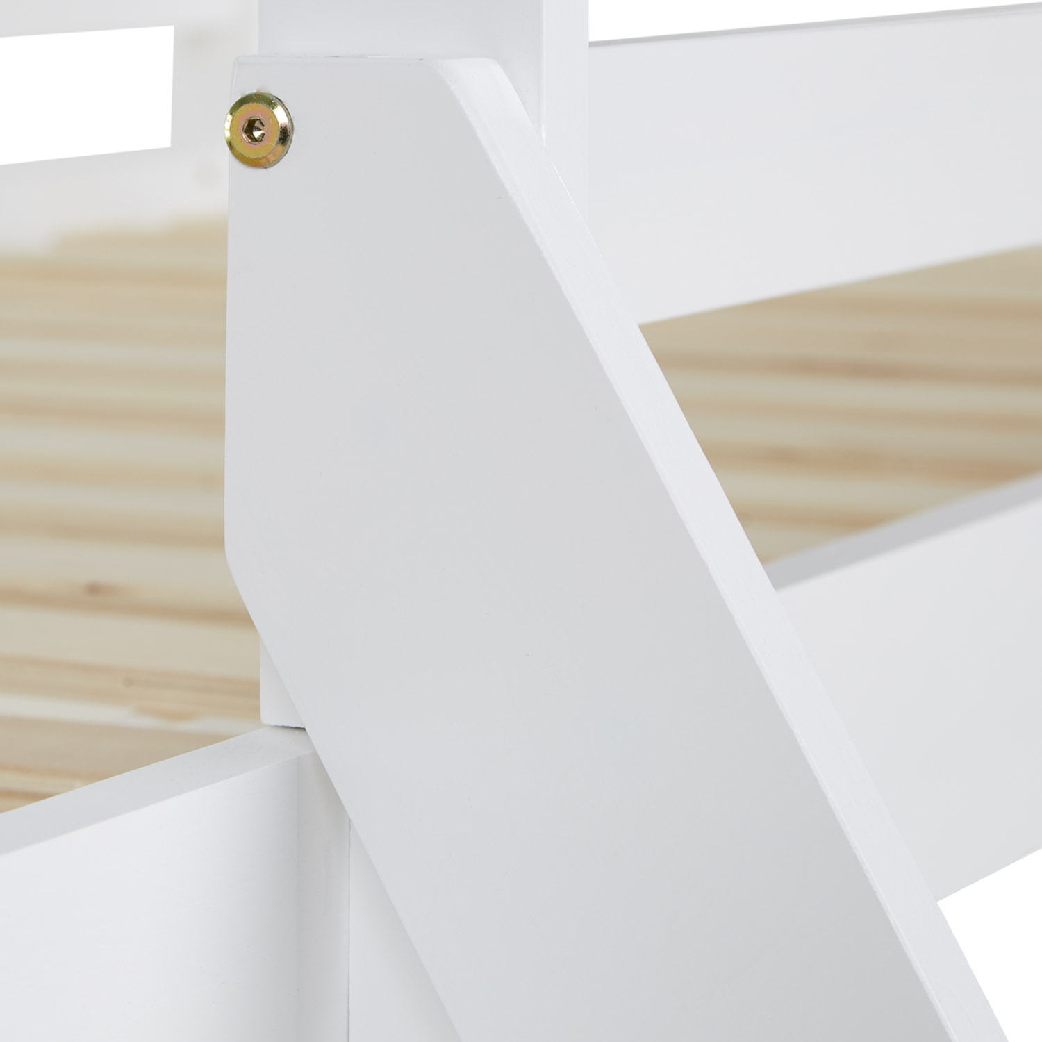 Children´s Bed Bunk Bed 90x200 and 140x200 High Sleeper Cot White Wood with Slats 2 Matresses
