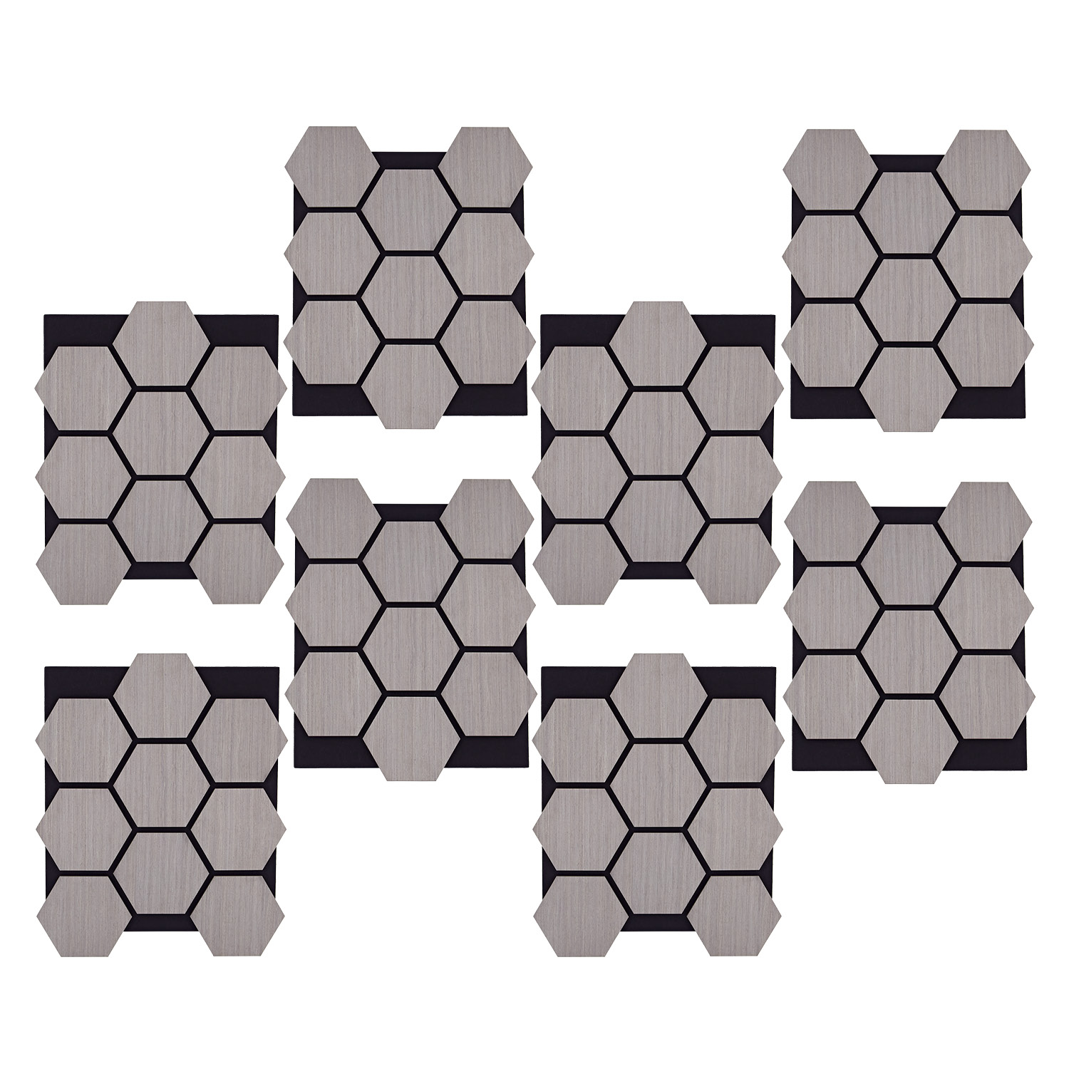 Acoustic Panels Wall Panels Hexagon Honeycomb 76 x 62 cm Gray | Wood | 8-piece Set | 3D