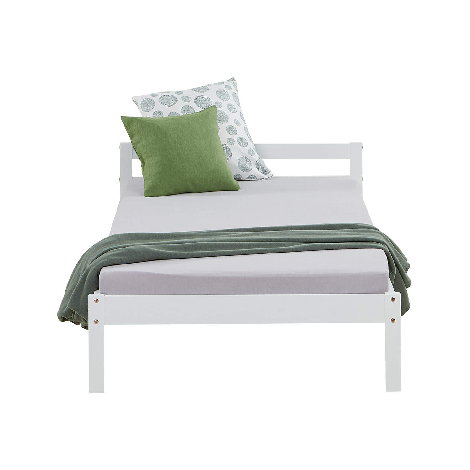 Wood Bed 90x200 cm White | Single Bed | with Slatted Frame | Kids Youth Guest Bedroom