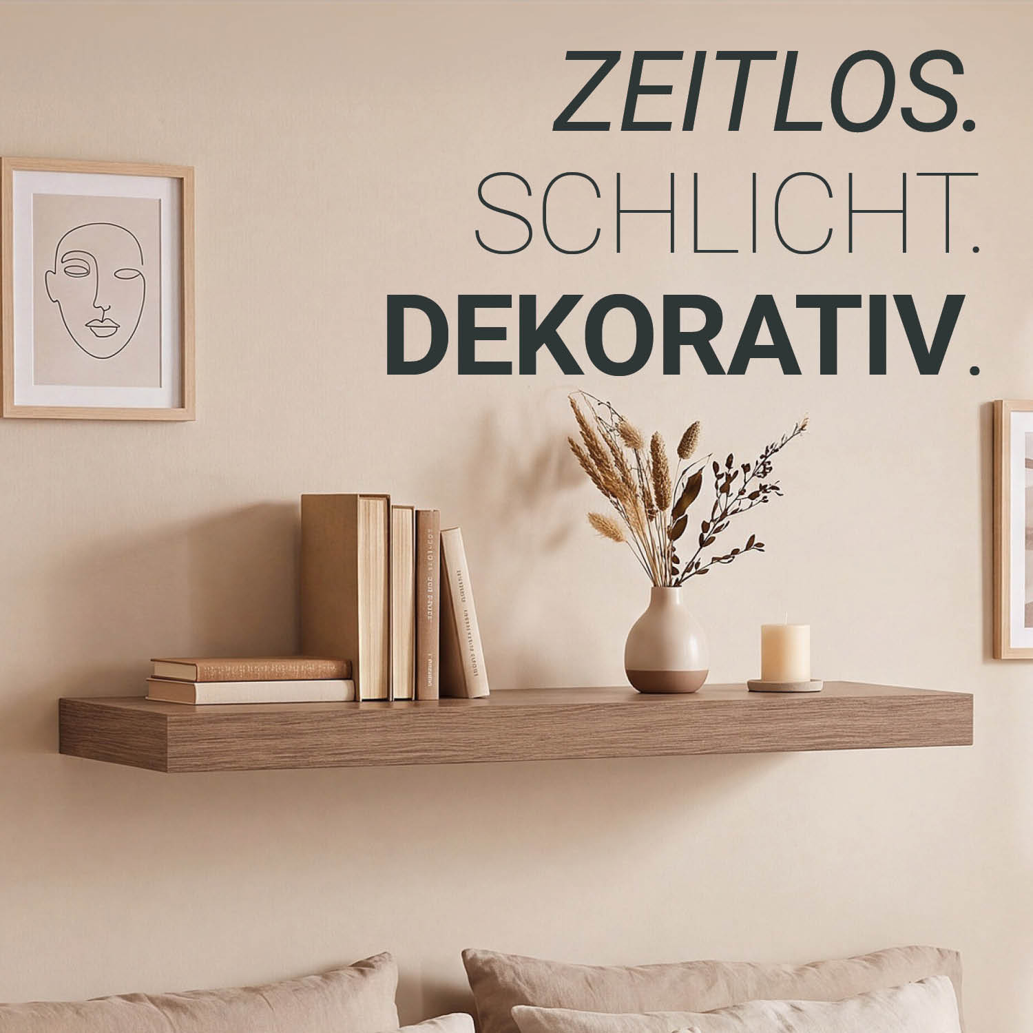 Floating Wall Shelf 60x23.5 cm Sonoma Dark Oak Effect Square Wooden Shelf for Living Room Bedroom Kitchen