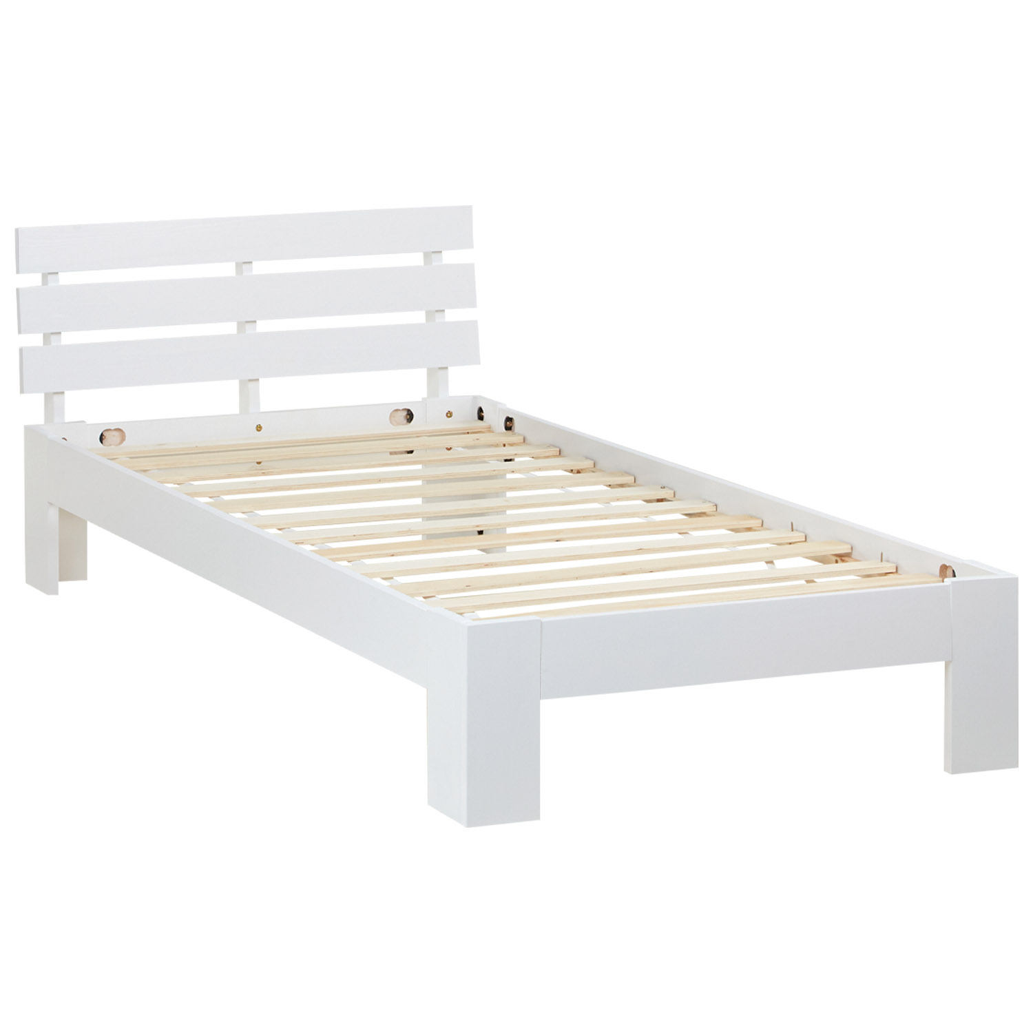 Wood Bed 90x200 cm White | Single Bed | with Slatted Frame | Solid | Kids Youth Guest Bedroom