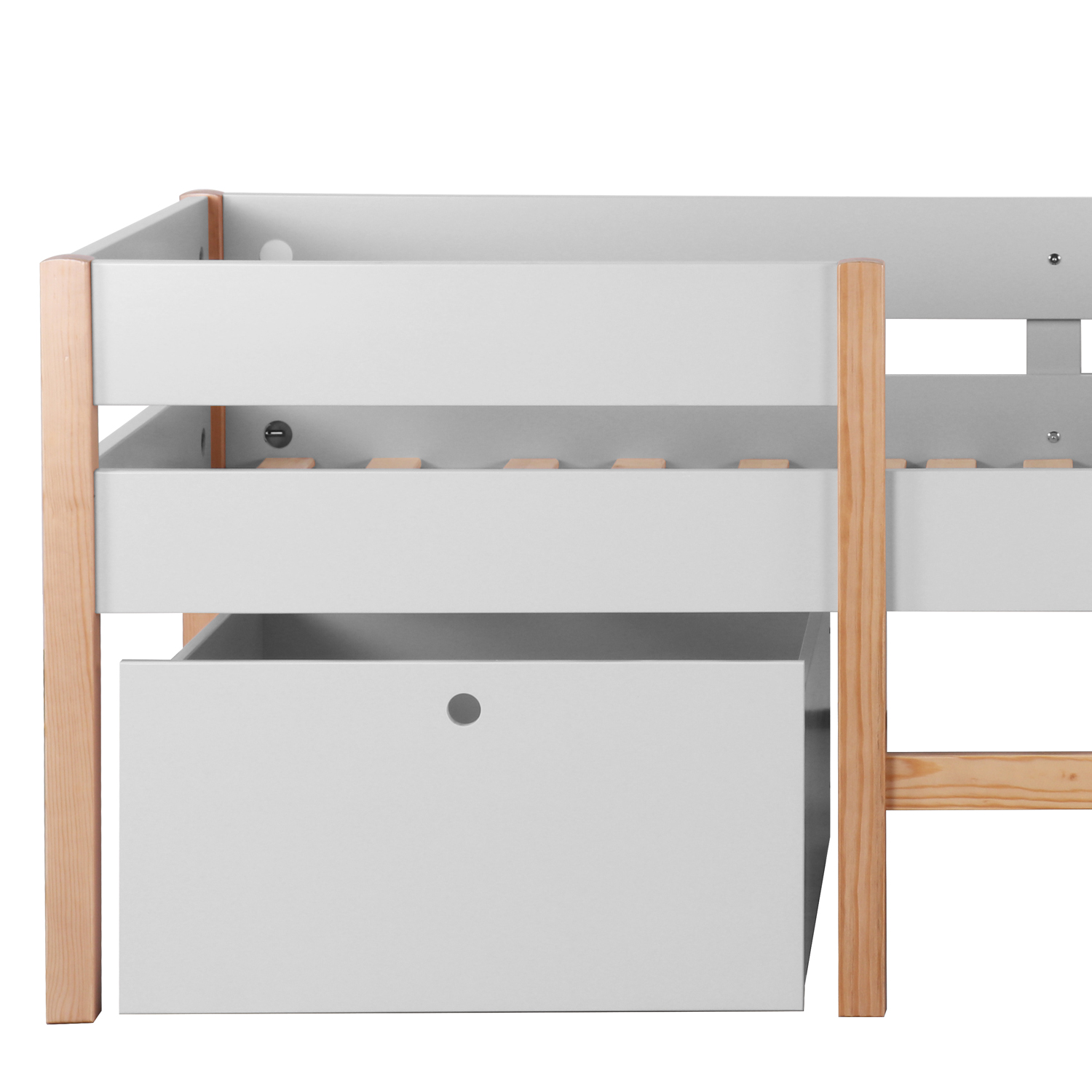 Children´s Bed Bunk Bed Kids Bed Mid Sleeper 90x200 White Wood Drawer