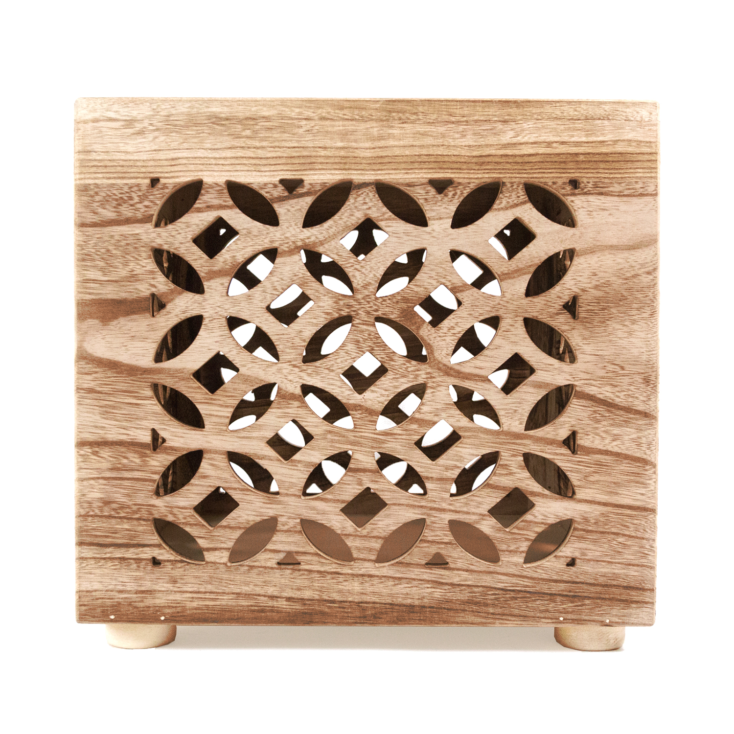 Side table wood cube bedside light