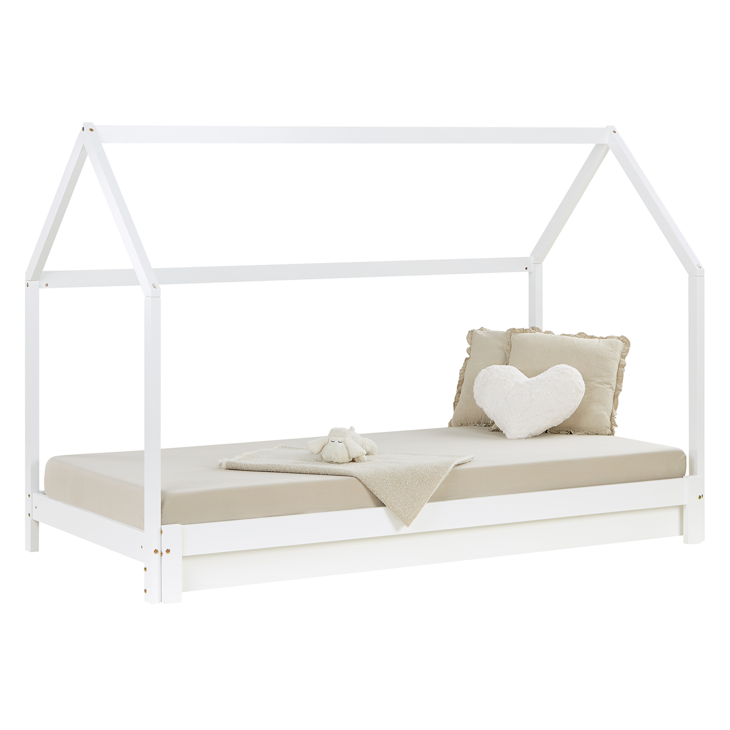 Children's Bed 90x200 cm White | House Bed Extendable to Double Bed | Functional Bed | with Slatted Frame | Wood