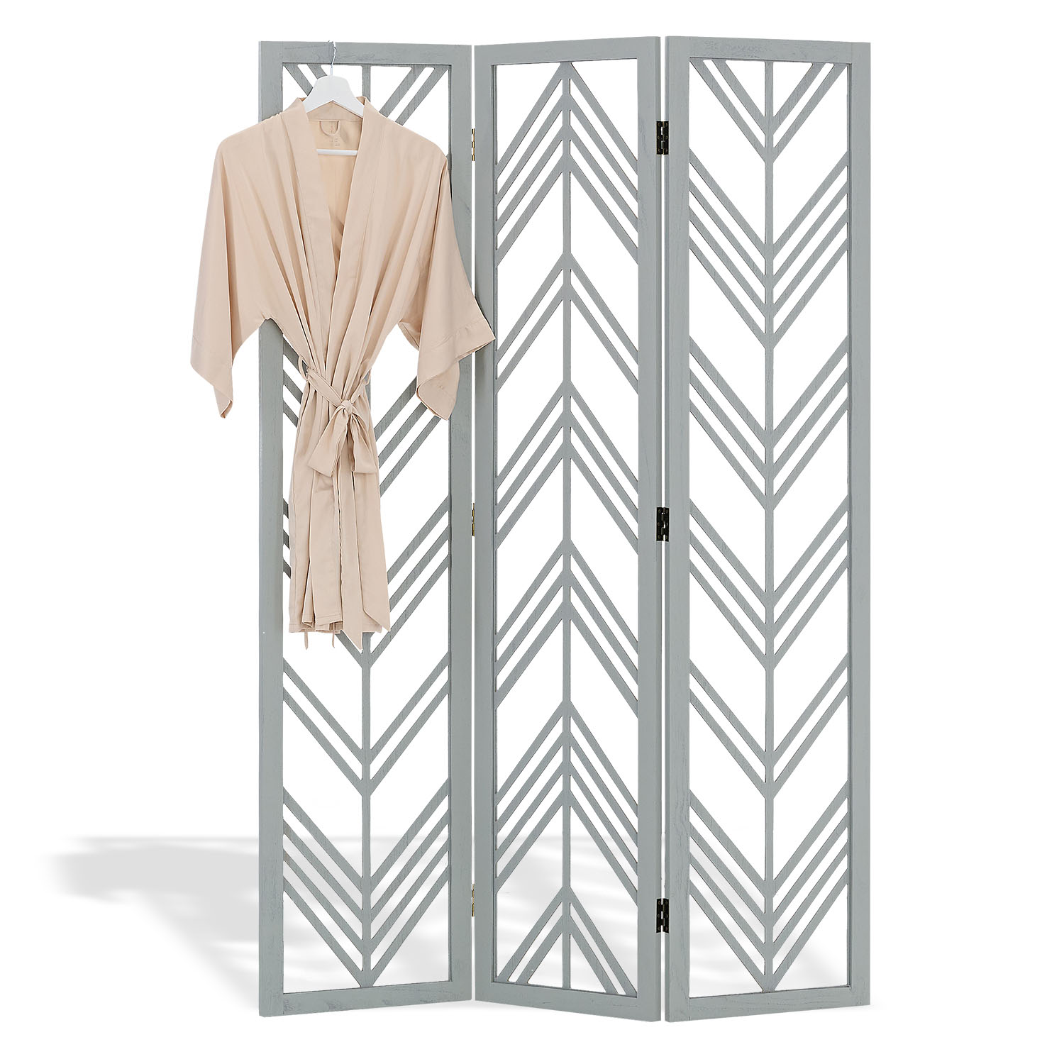 Paravent Grey | 3-panel | Wood | Room Divider Partition Privacy Screen