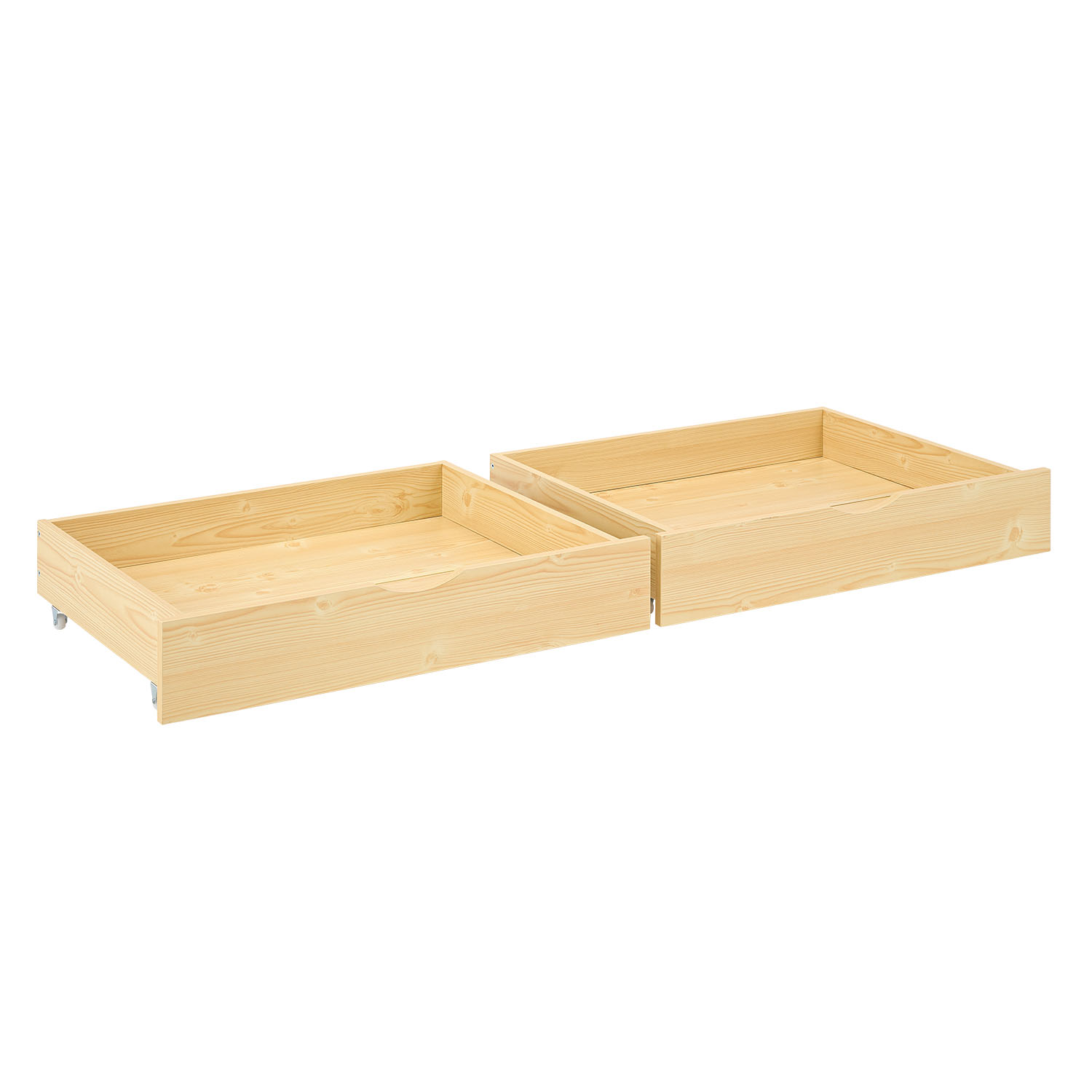 Set of 2 Natural Bed Drawers – Rollable bed drawers with plenty of storage space | Quiet, sturdy, and space-saving