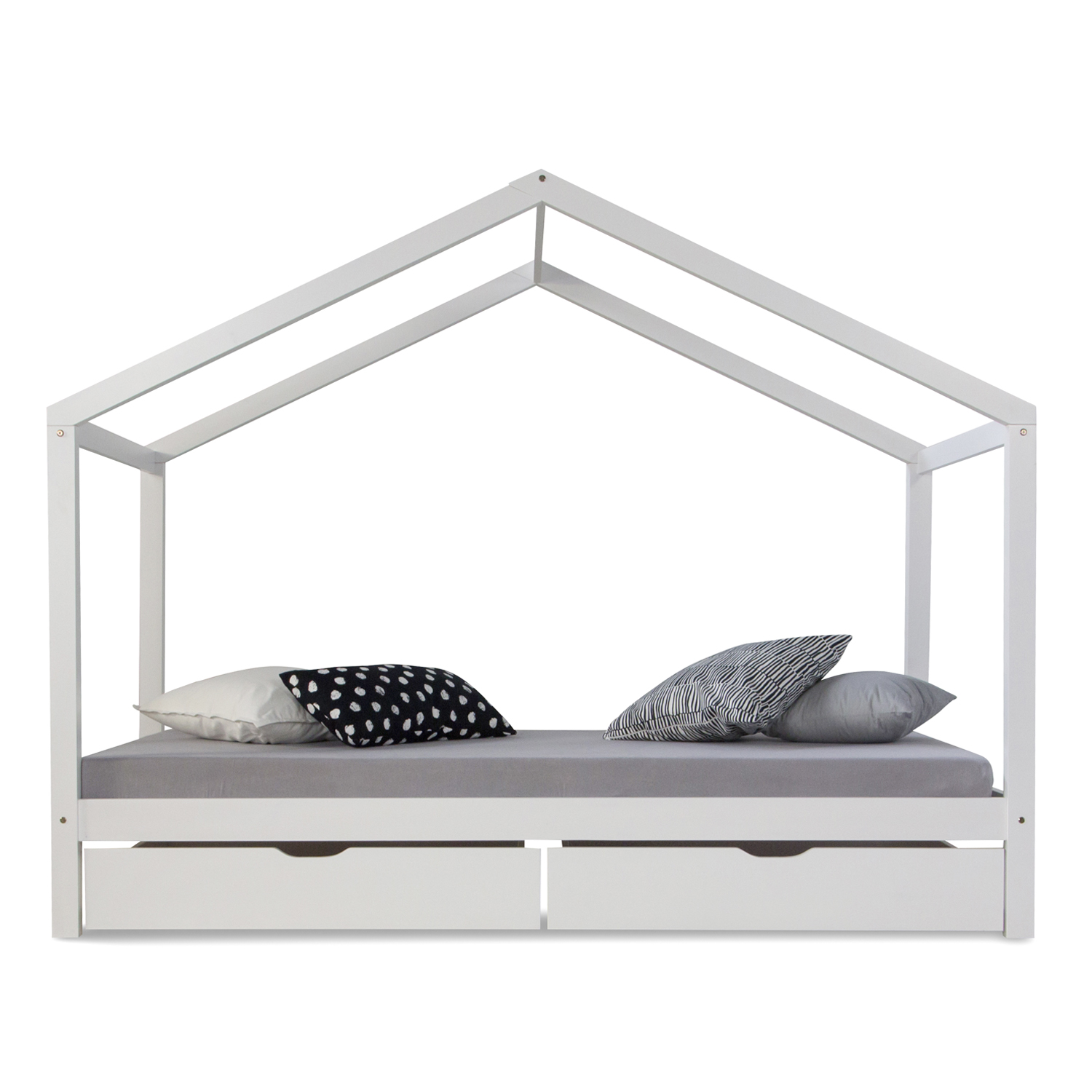 Cot House Bed 90x200 cm + Mattress Children's House Play Bed Wooden Bed Bed Drawer 