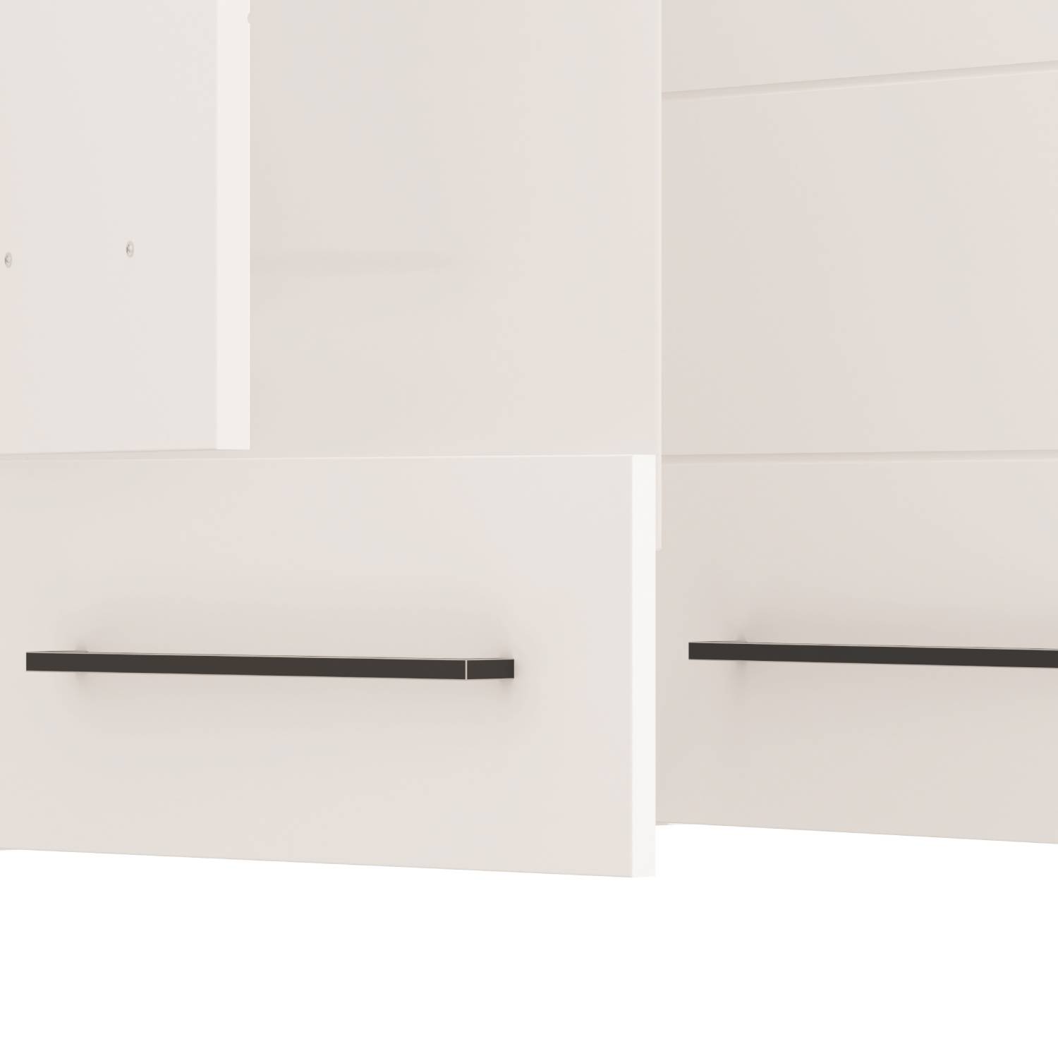 180 cm kitchen unit (without appliances) | High-gloss white & oak | Modern studio kitchen with upper and lower cabinets