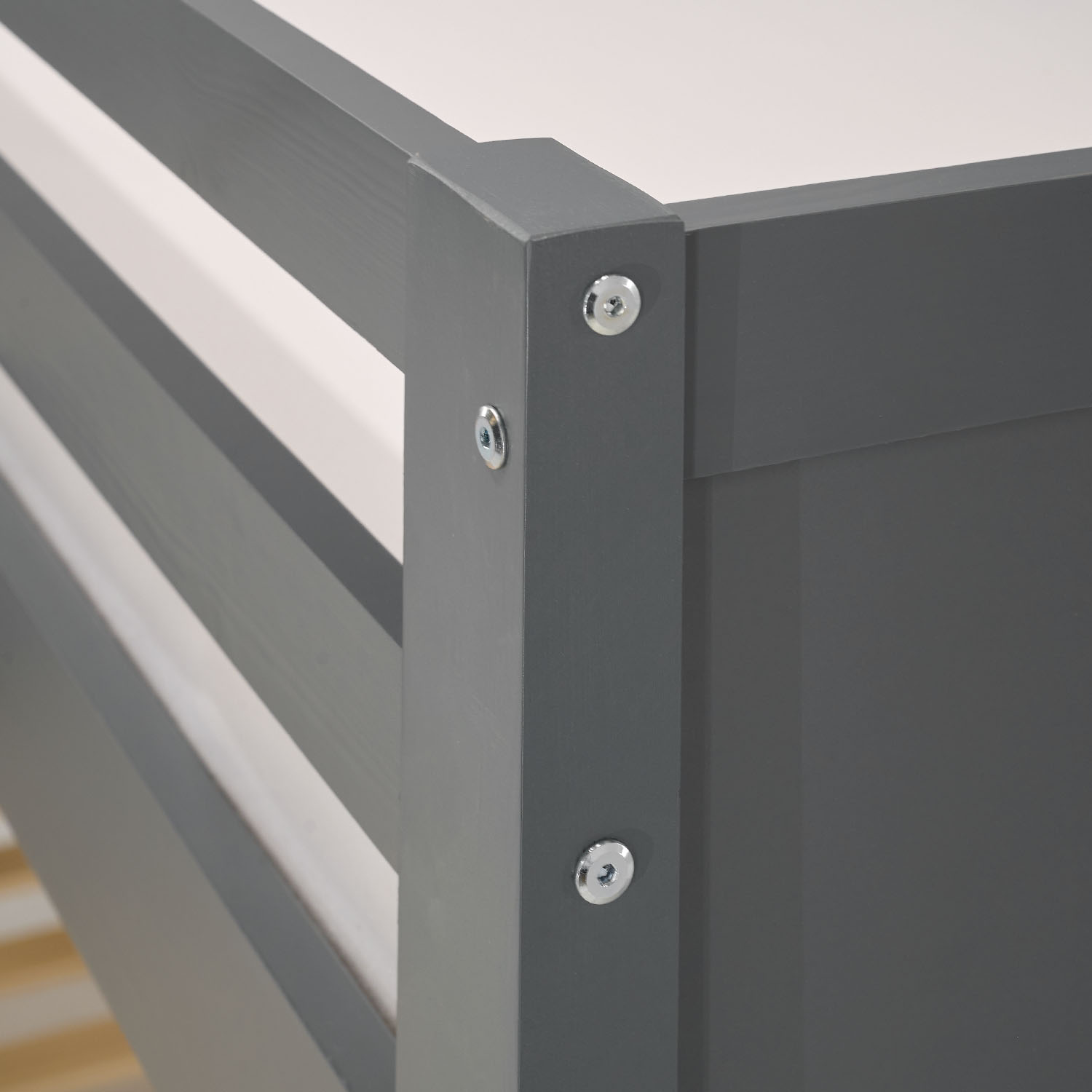 Bunk Bed 2 Sleeping Areas 90x200 cm and 140x200 cm | Gray | with Slatted Frame