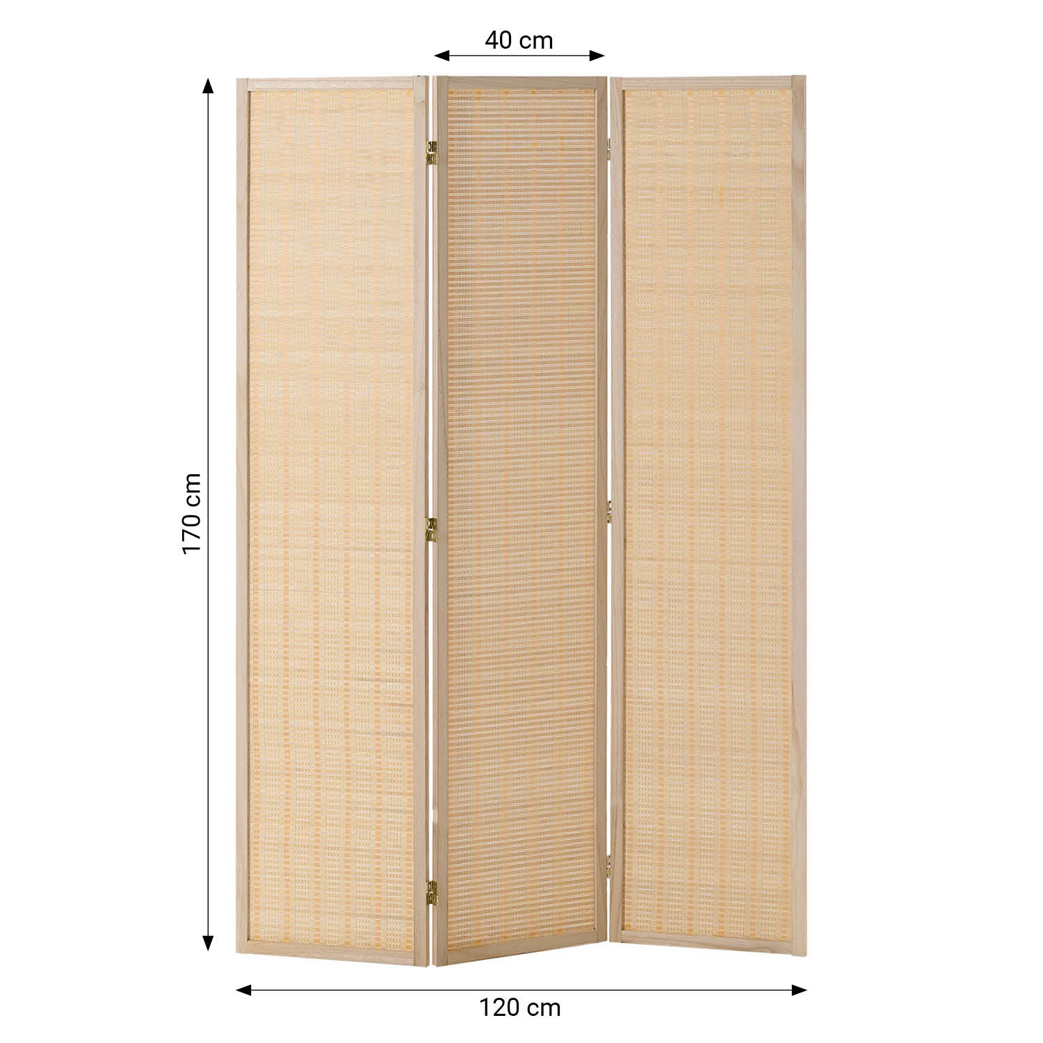 Paravent Natural Bamboo Slats | 3-panel | Wood | Room Divider Partition Privacy Screen