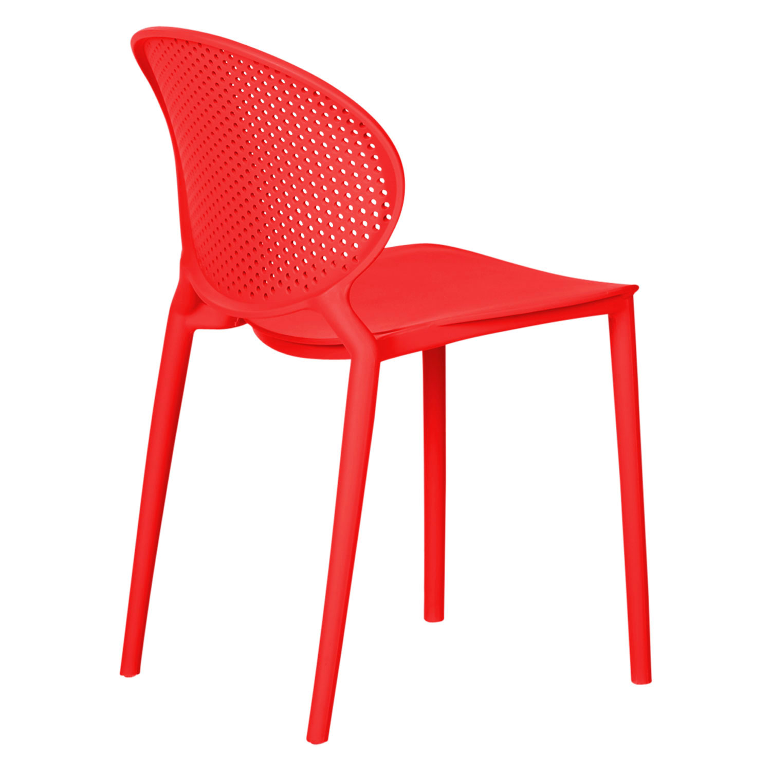 Modern Garden chair Set of 4 Red Camping chairs Outdoor chairs Plastic Stacking chairs Kitchen chairs