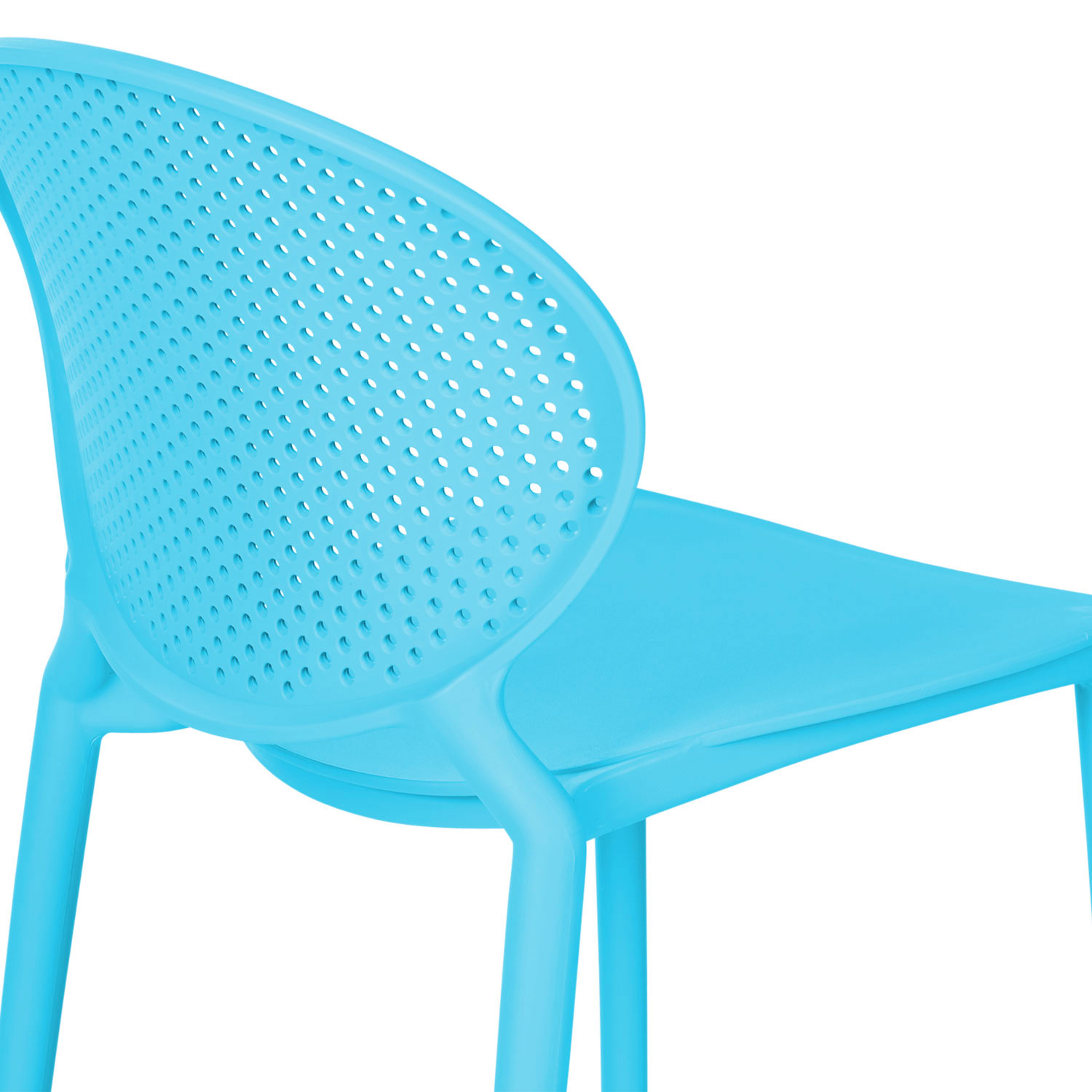 Modern Garden chair Set of 4 Blue Camping chairs Outdoor chairs Plastic Stacking chairs Kitchen chairs