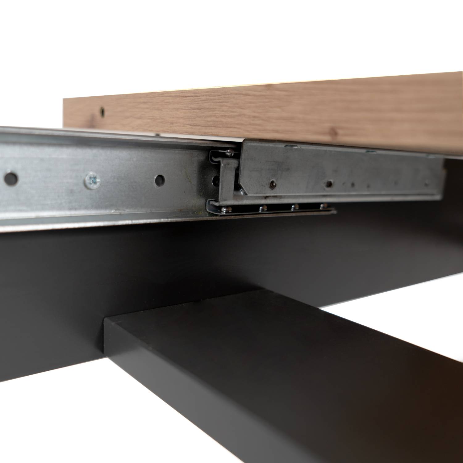 Solid wood extendable dining table with metal-look frame – industrial style for dining room and eat-in kitchen