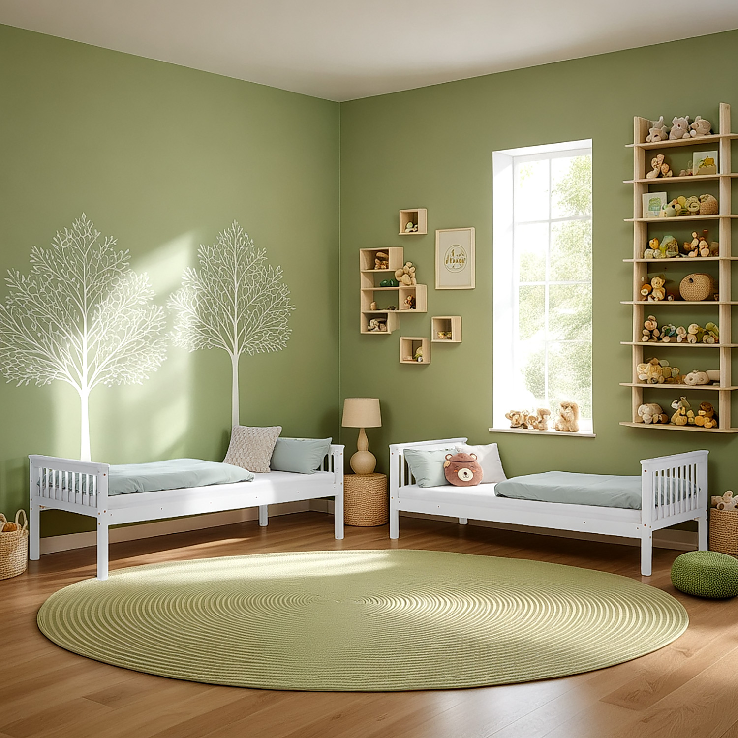 Bunk Bed 90x200 cm White | Kids Bed with Mattress | Storage | Fall Protection | Convertible | Massif pine wood