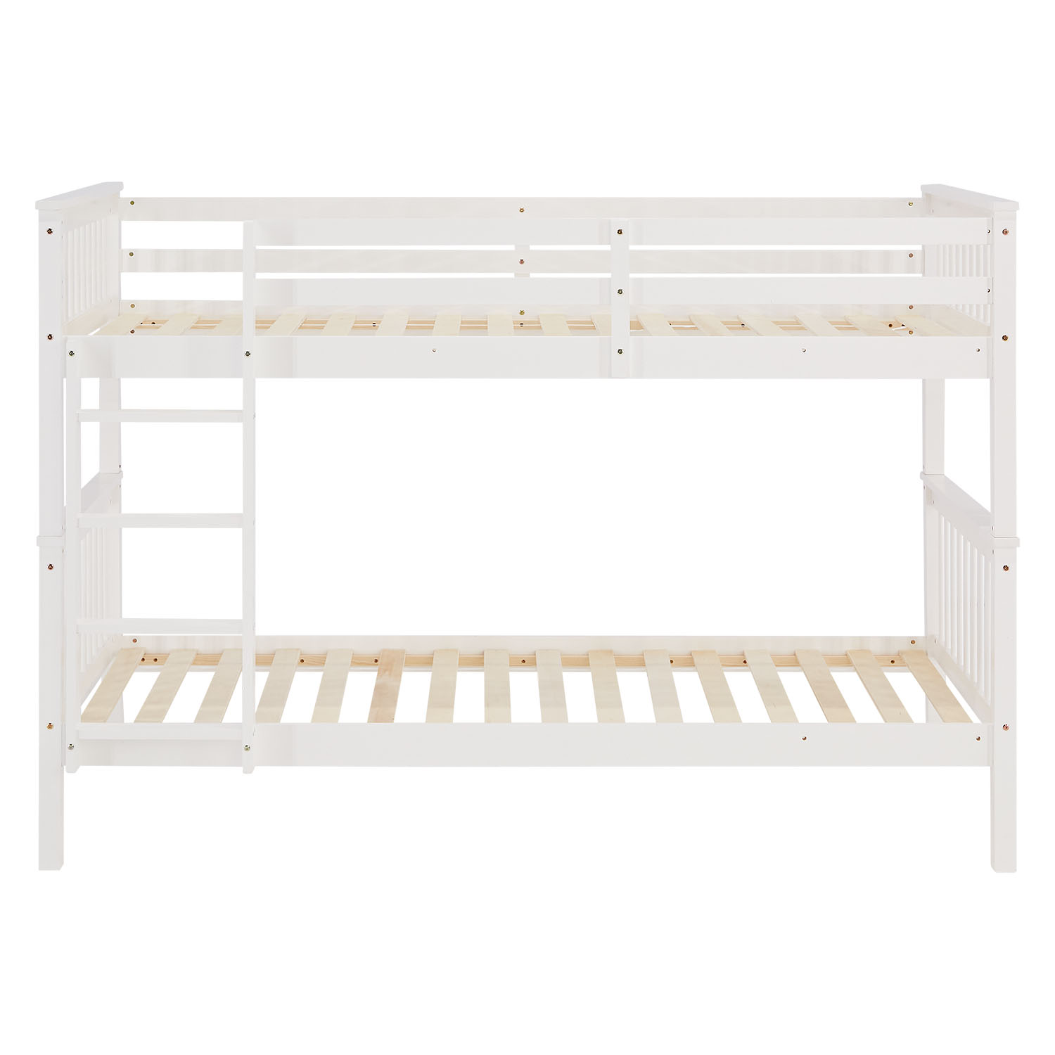 Bunk Bed 90x200 cm White | Kids Bed with Mattress | Fall Protection | Convertible | Massif pine wood