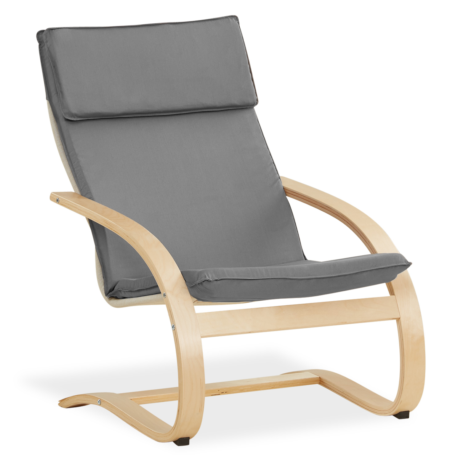 Relaxsessel Grau | without Footrest | Natural Wood | Glider Rocking Chair Nursing Chair Recliner
