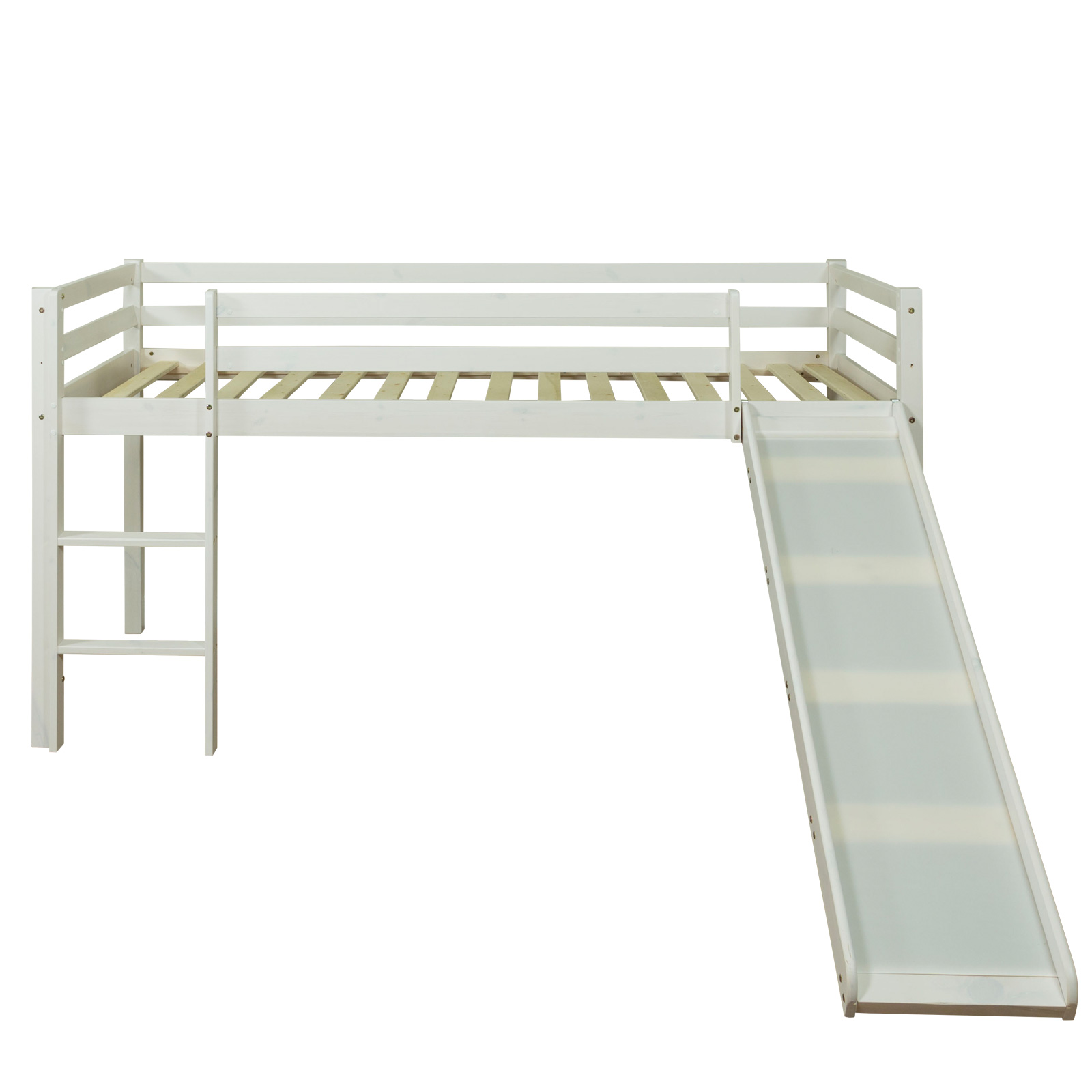 Lit enfant lit mezzanine superposés 90x200 cm blanc ou gris en bois pine Lit simple