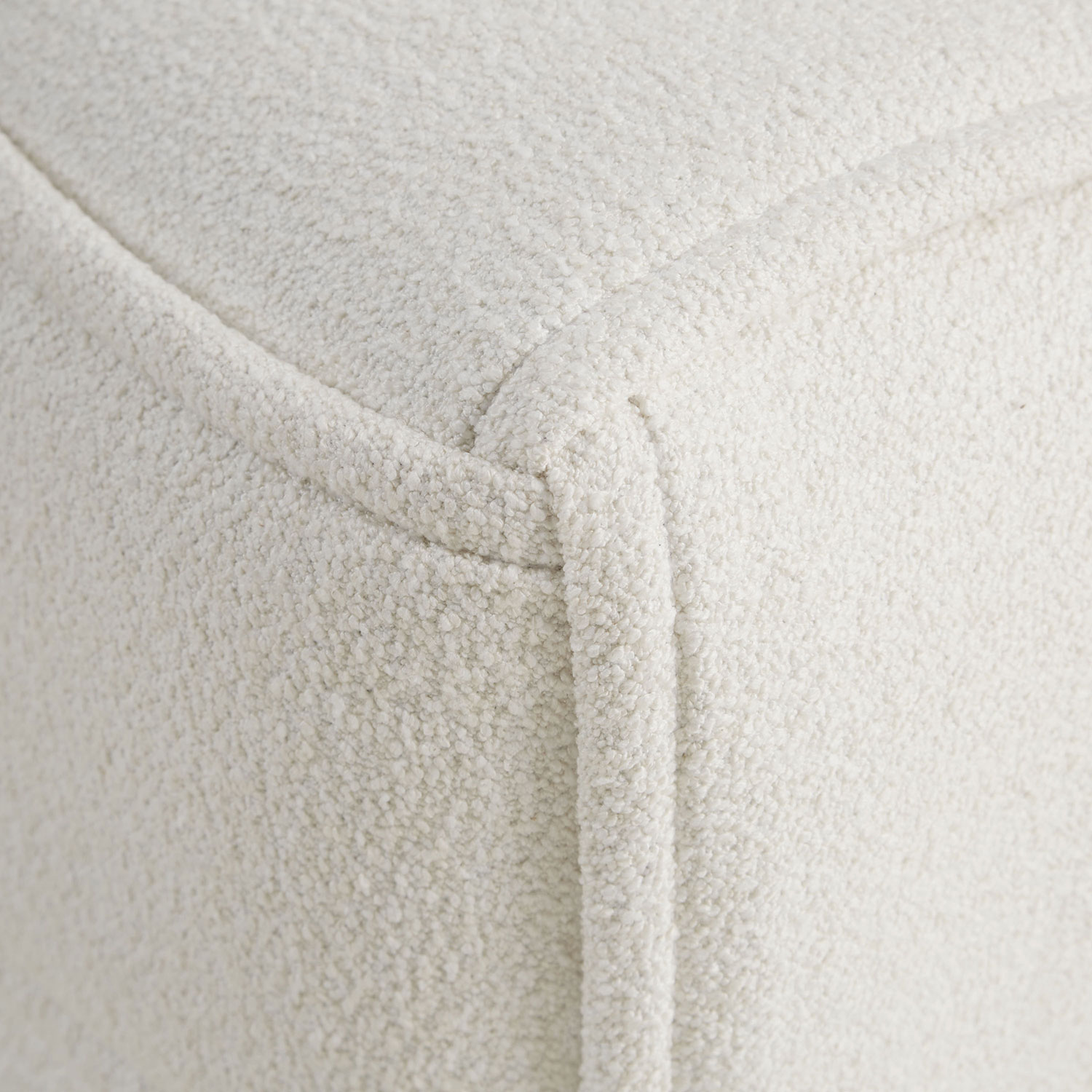 Footstool Pouffe Bouclé Beige Stool Small Footrest Upholstered Seater Cube Seat