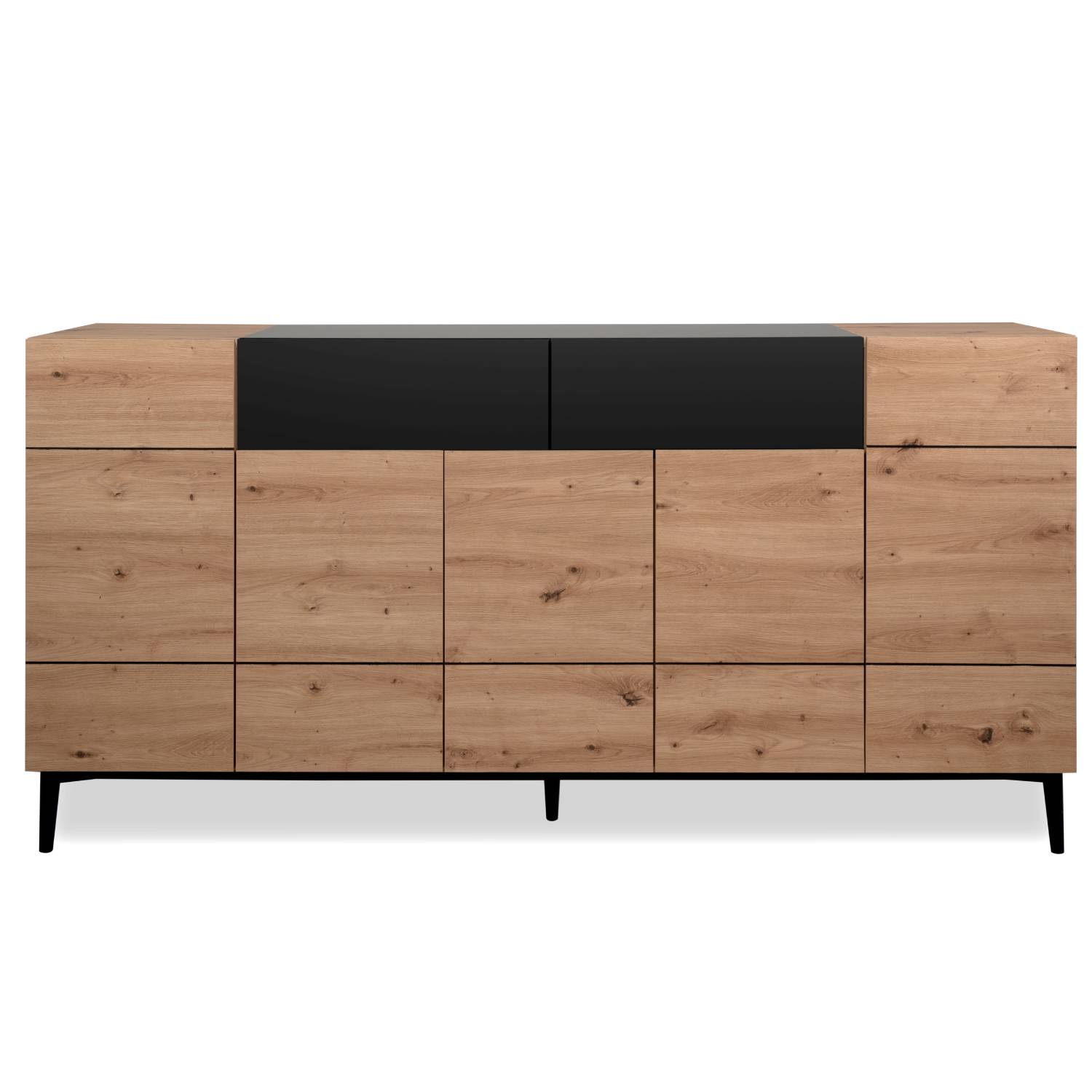 Sideboard Chest of Drawers Oak Wood in Natural Black Living Room Cabinet