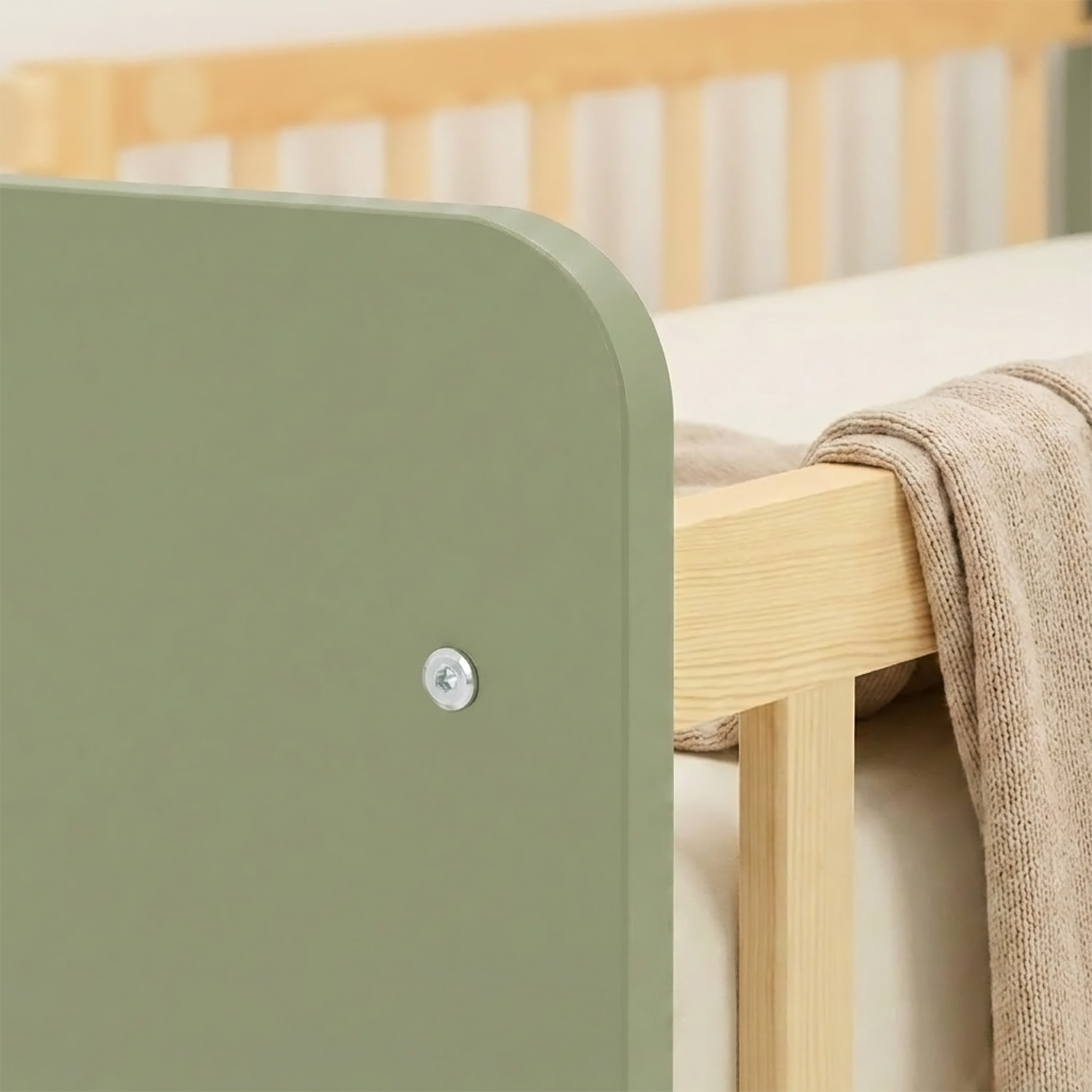 Single bed 90x200 cm Green with Mattress Wooden Bed frame Toddler bed with safety rail Kids bed Childrens bed Slatted frame