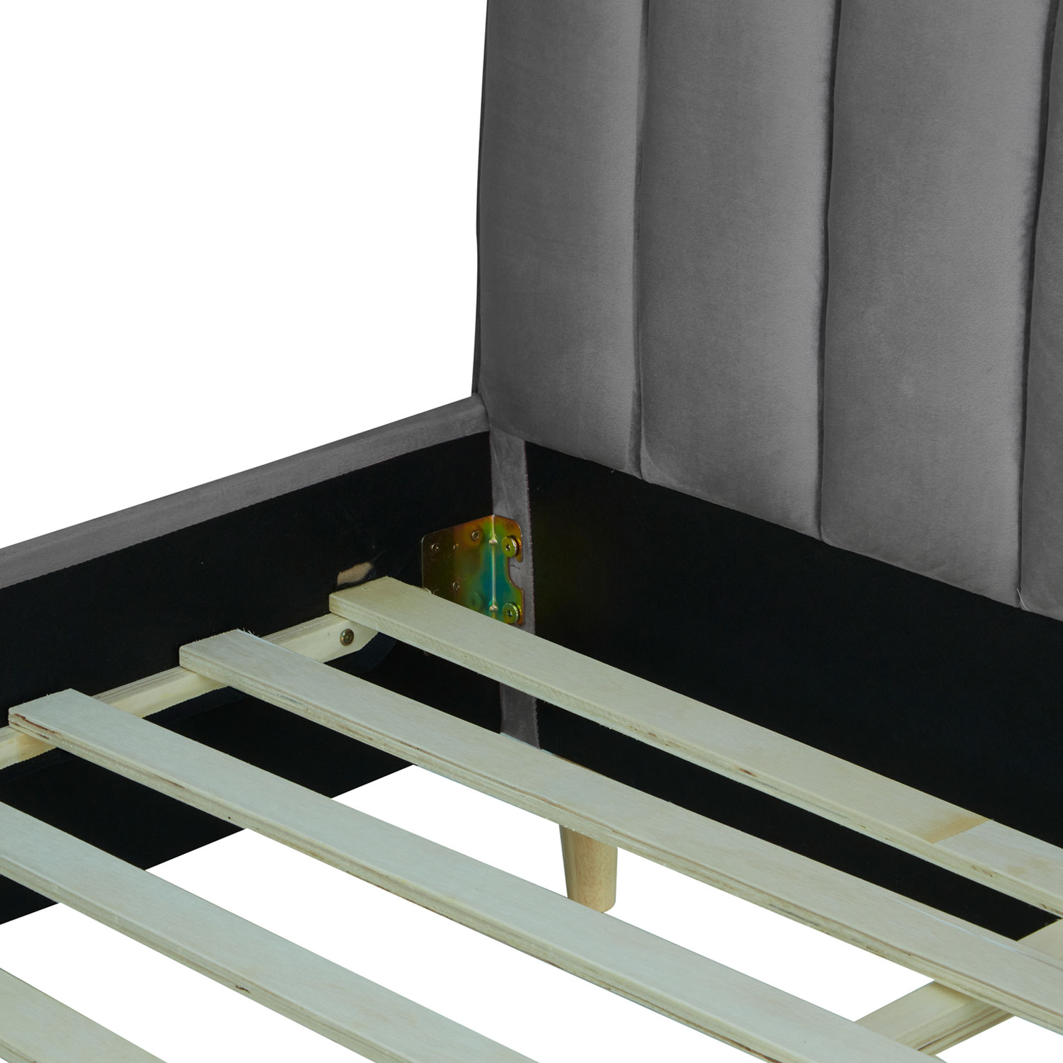 Upholstered bed 140x200 cm grey velvet | with slatted frame | double fabric bed frame