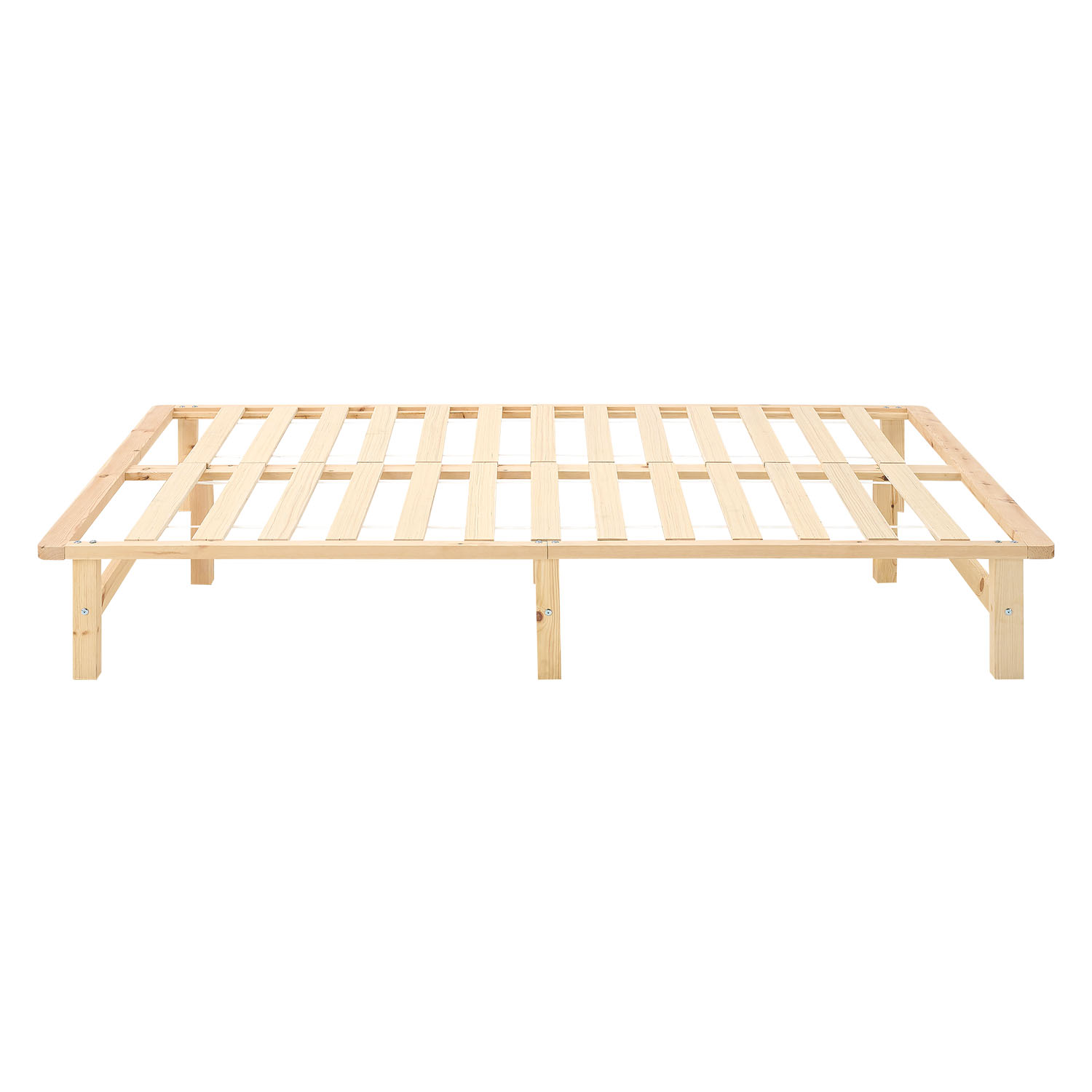 160x200 cm Natural Pallet Bed – Wooden Double Bed with Slatted Base for Teen Rooms, Guest Rooms, and Bedrooms