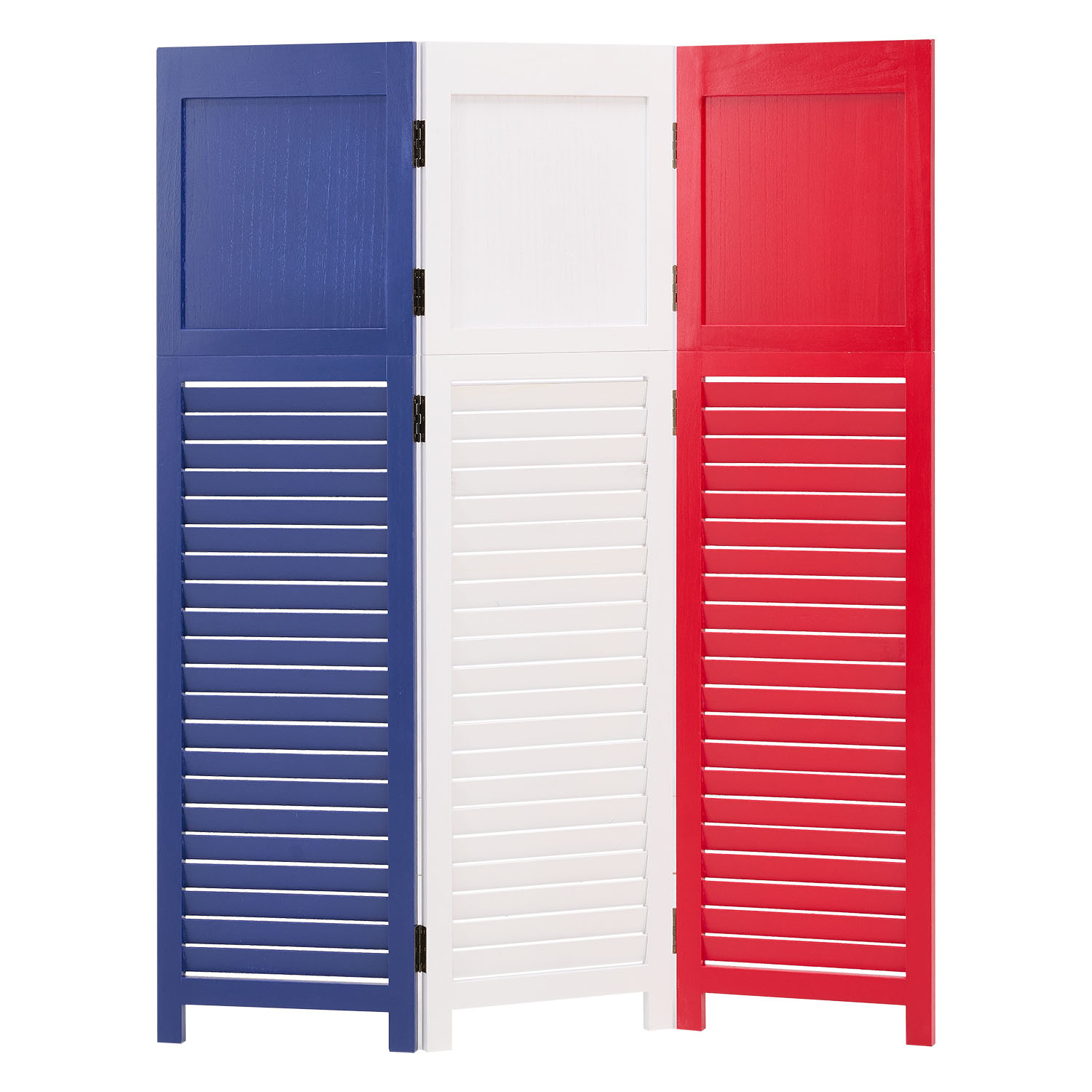 Paravent Red White Black Maritime Motifs | 3-panel | Wood | Room Divider Partition Privacy Screen