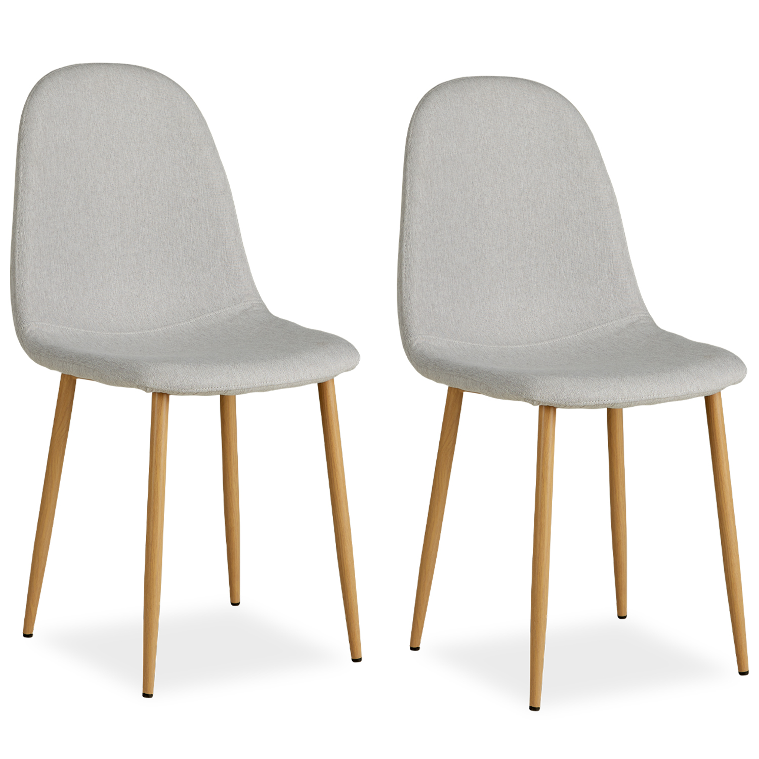 Upholstered Chair Linen Grey | Set of 2 | rounded Backrest | without Armrests | Kitchen Dining Room Office