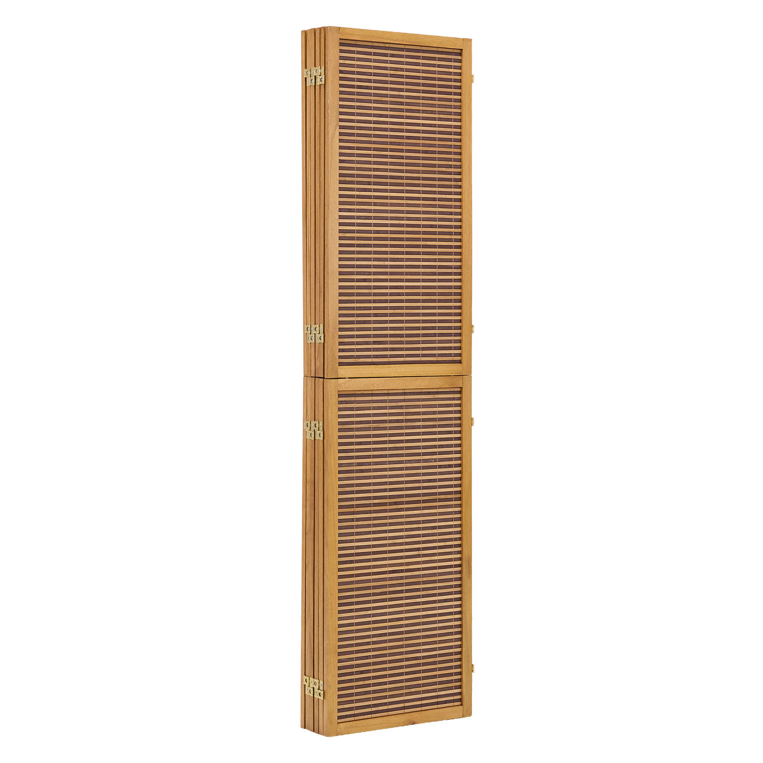 Paravent Brown Wooden Slats | 6-panel | Wood | Room Divider Partition Privacy Screen