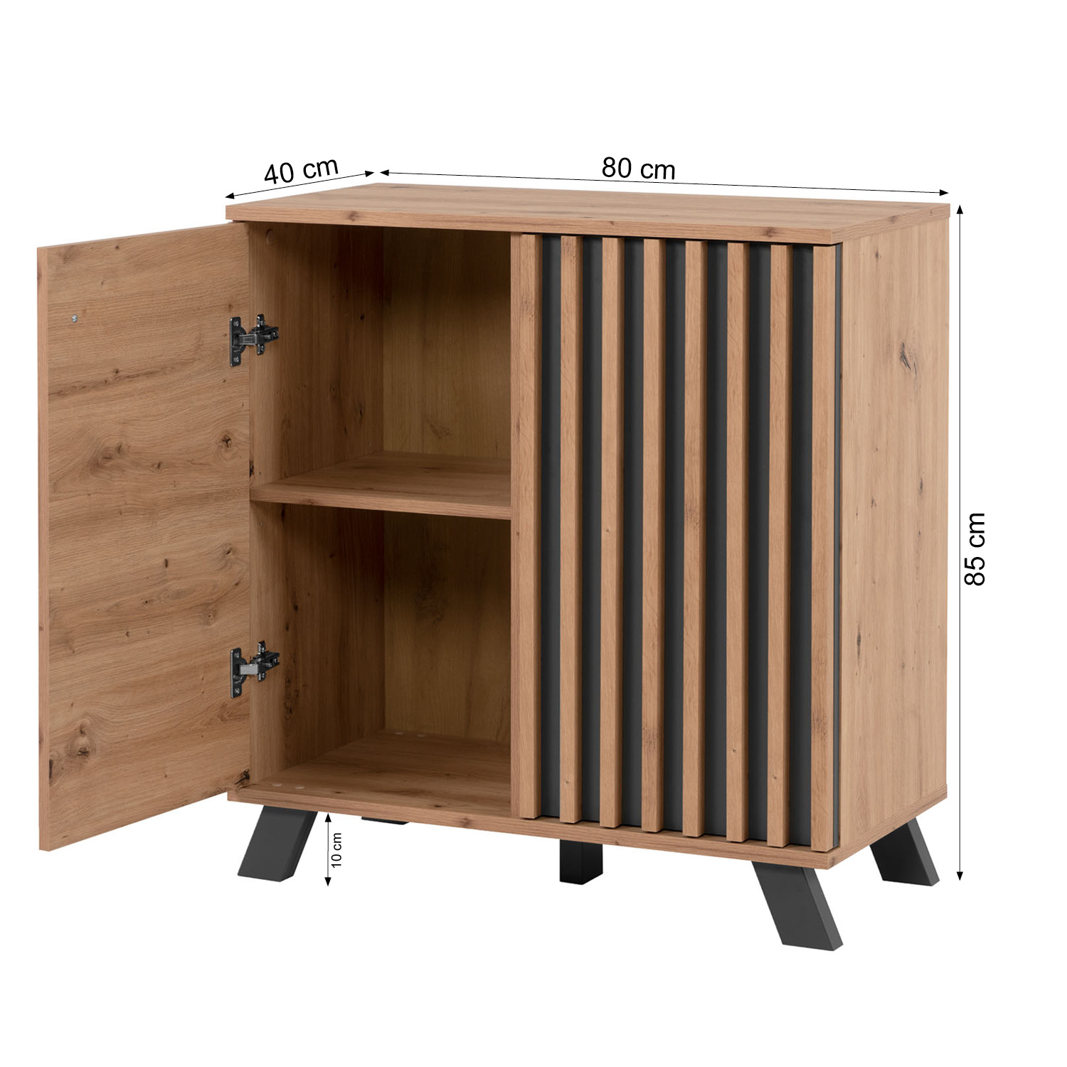 Industrial Look Sideboard Cupboard 80 cm Storage Cabinet Wood Oak Living Room