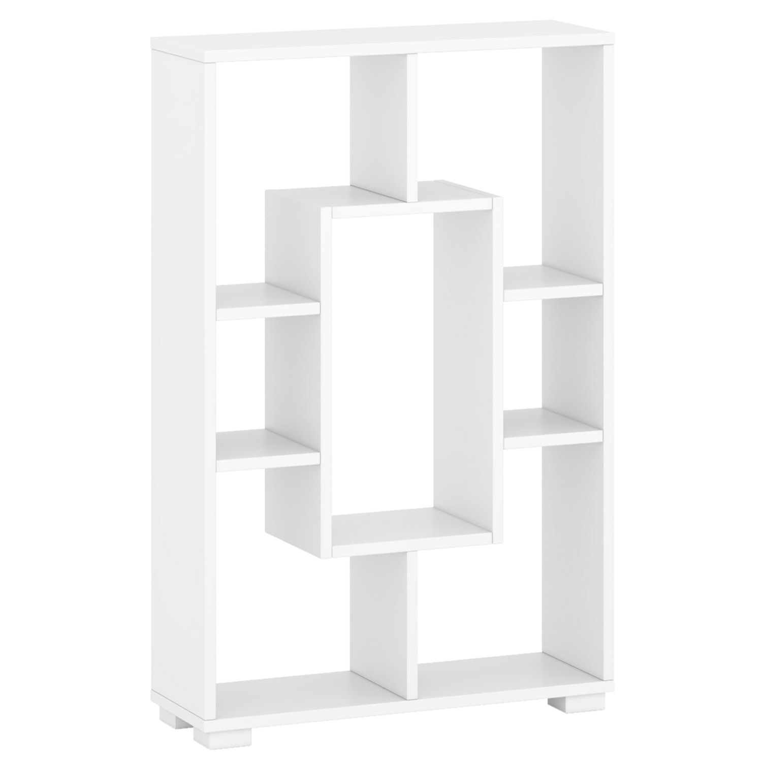 Shelf 4 Versions Floor or Wall Shelf 7 Compartments Bookcase Oak White Wood Solid Modern