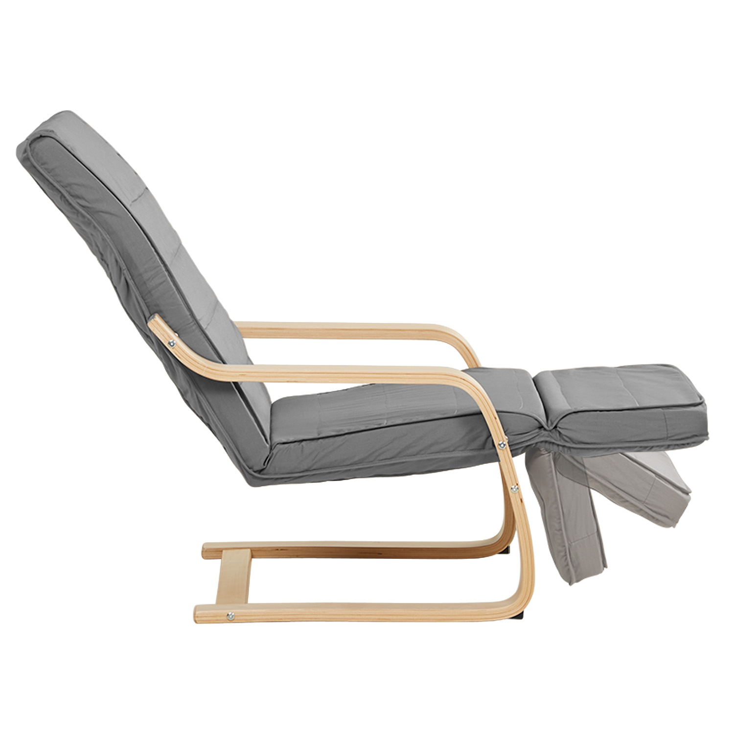Relaxsessel Grau | with Footrest | Natural Wood | Glider Rocking Chair Nursing Chair Recliner