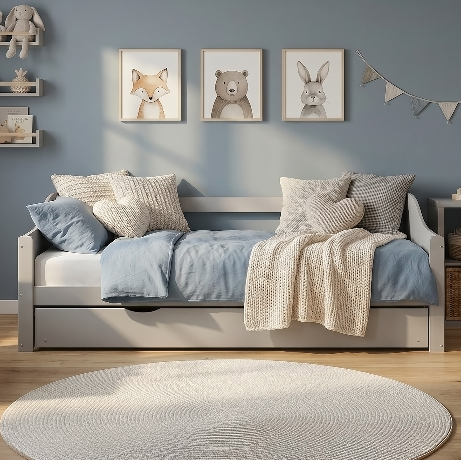 Wood Bed 90x200 cm Grey | Extendable | Cabin Bed | with Mattress | Kids Youth Guest Bedroom