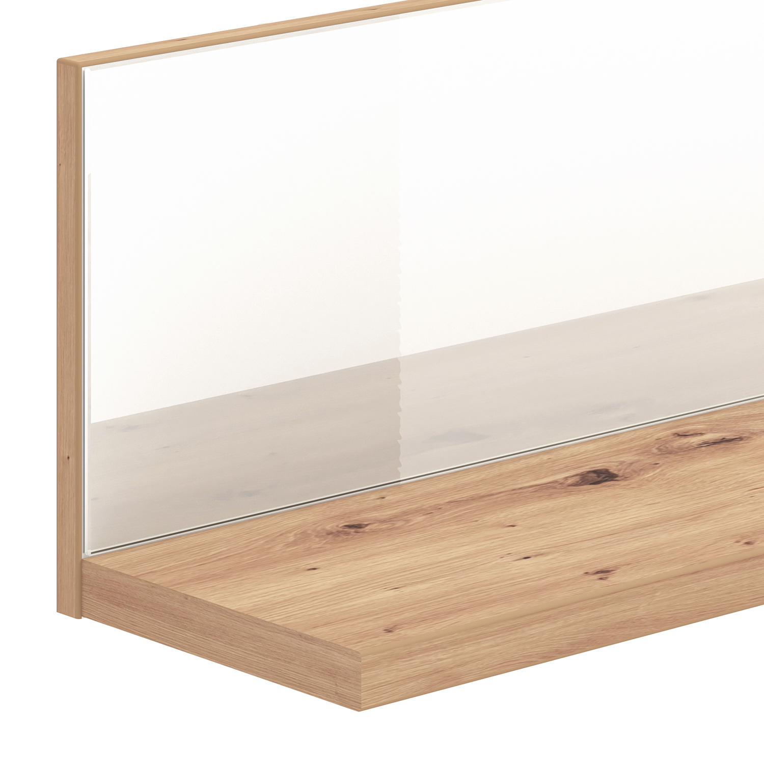Wohnwand Schrankwand Anbauwand Wohnzimmer-Set 4 tlg. Modern Eiche Holz Glas Weiß Hochglanz