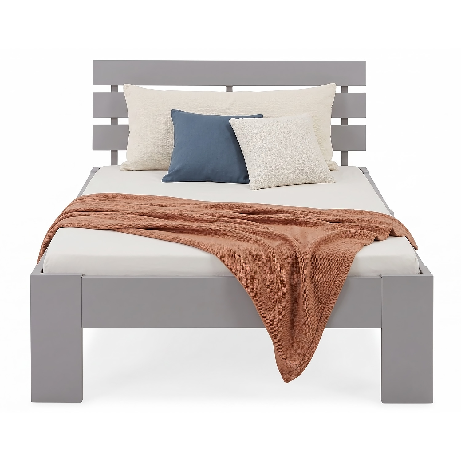 Wooden Bed 90x200 cm Gray | Single Bed | With Slatted Base | Solid Wood | Children's, Teen, or Guest Bedroom