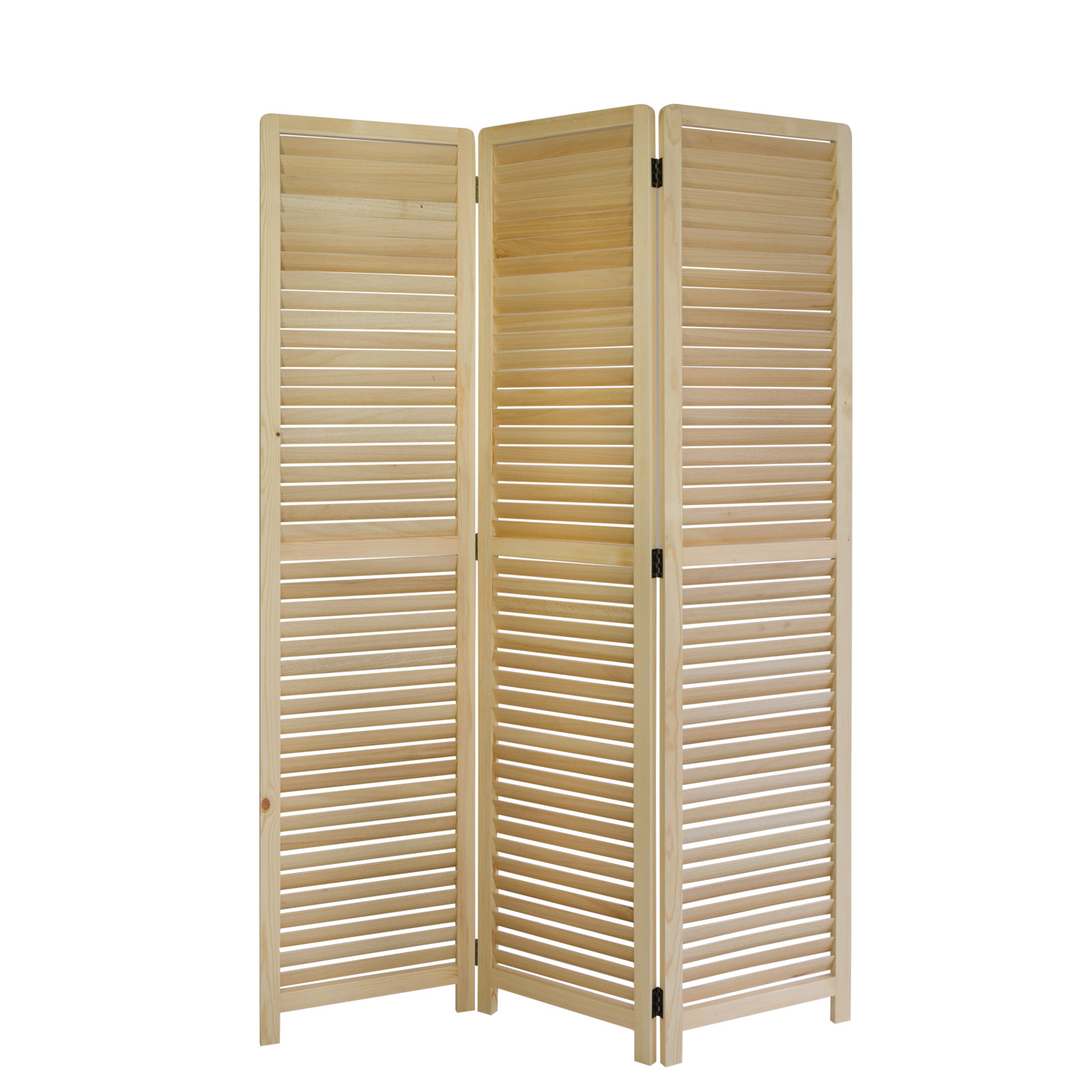 Paravent Natural Wooden Slats | 3-panel | Wood | Room Divider Partition Privacy Screen