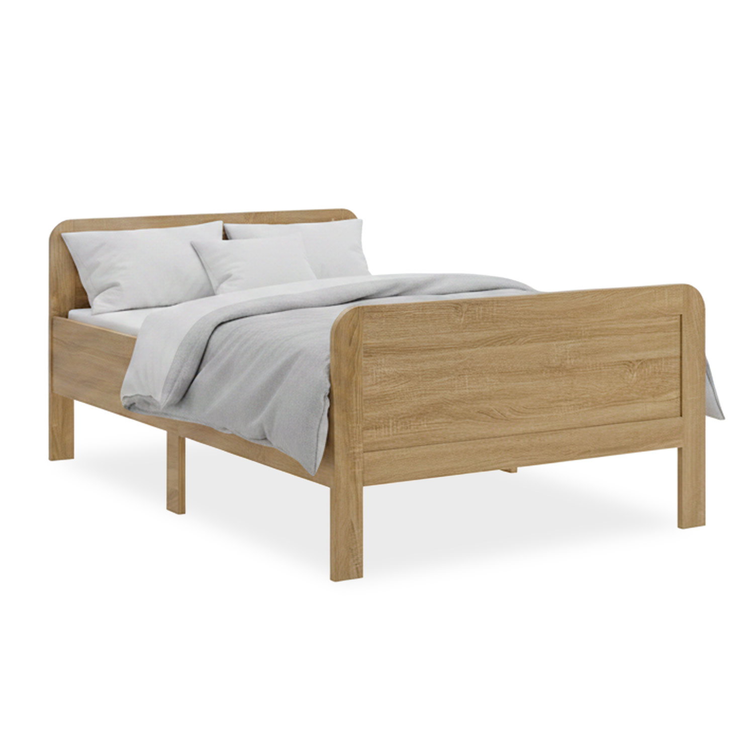 Comfort bed 90x200 Senior bed White Oak Adjustable height Wooden Single bed Bed frame