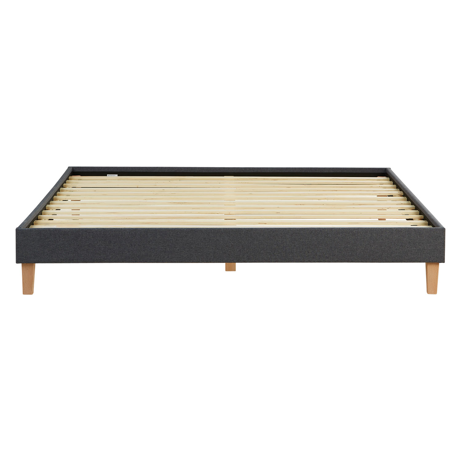 Upholstered bed 180x200 cm grey | futon bed | with slatted frame | double fabric bed frame