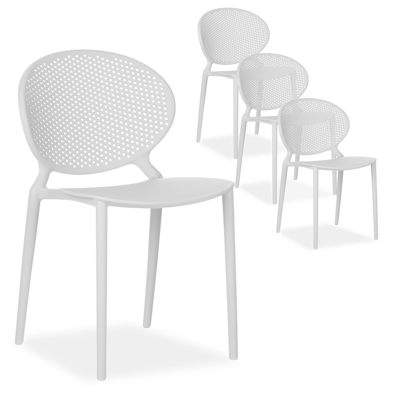 Modern Garden chair Set of 4 Grey Camping chairs Outdoor chairs Plastic Stacking chairs Kitchen chairs