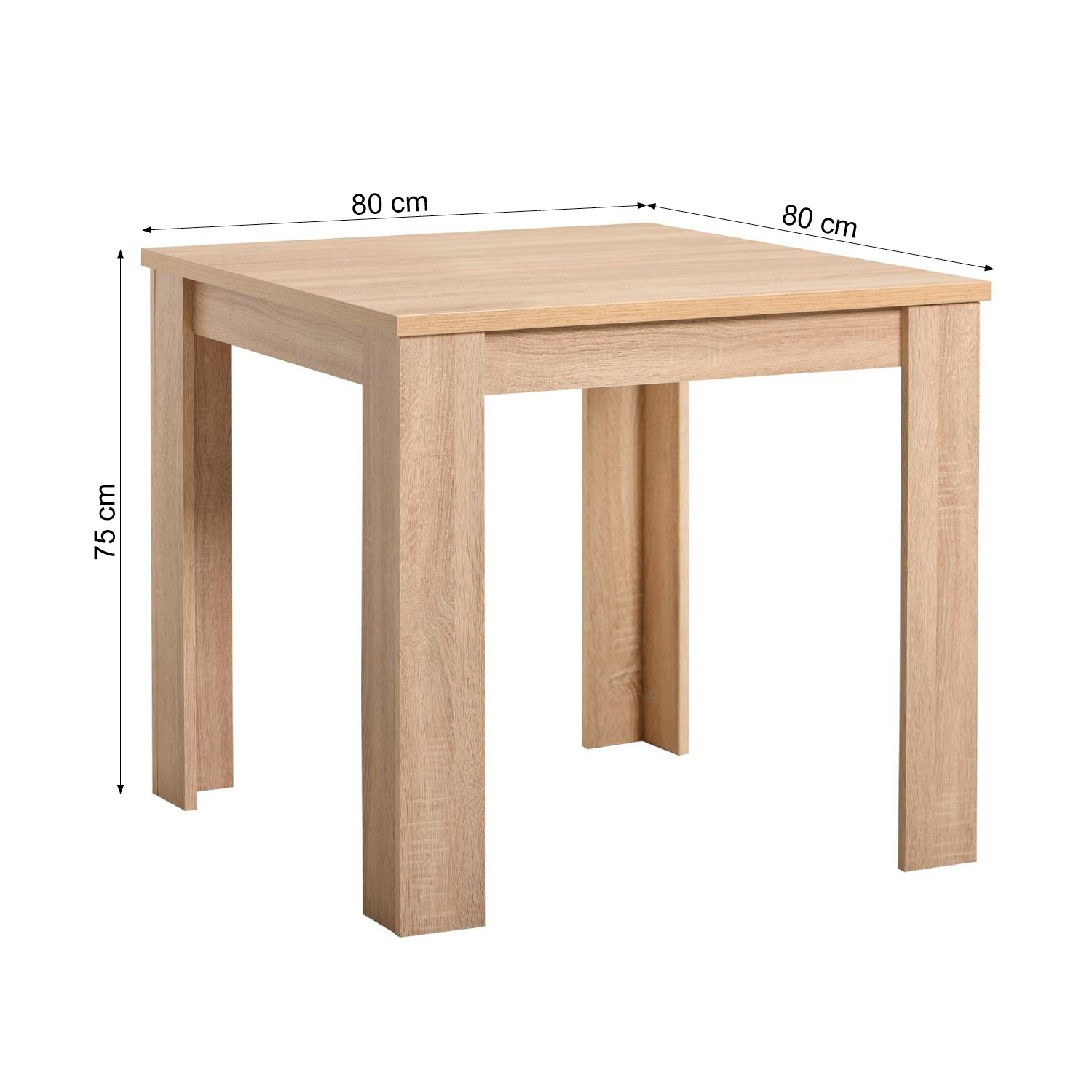 Modern Dining Table Kitchen Table Wooden Table 80x80 cm Oak 4 Seater