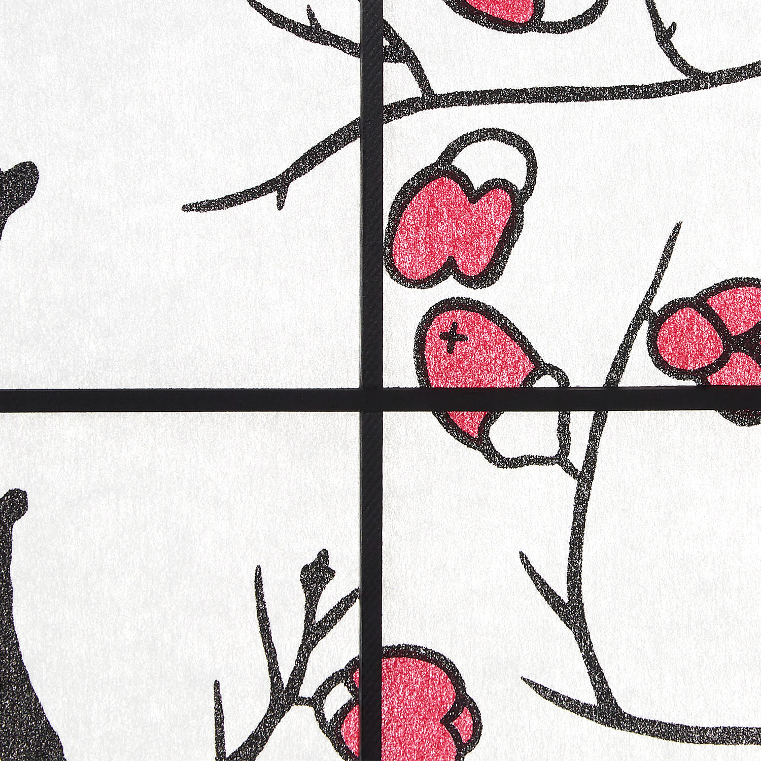 Paravent Black Cherry Pattern | Rice Paper White | 4-panel | Wood | Room Divider Partition Privacy Screen