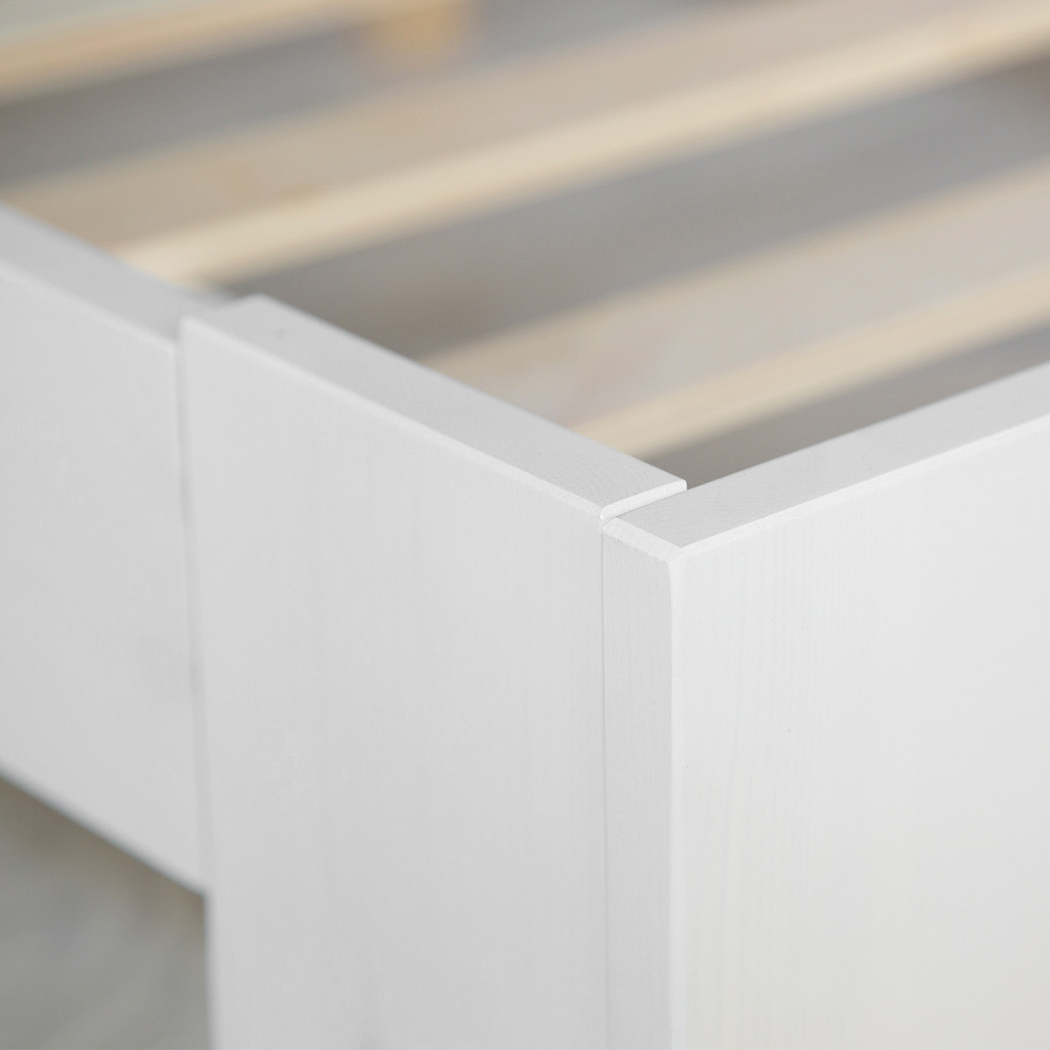 Wooden Bed 90x200 cm White | Single Bed with Storage | With Slatted Base | Solid Wood | Children's, Teen, or Guest Bedroom