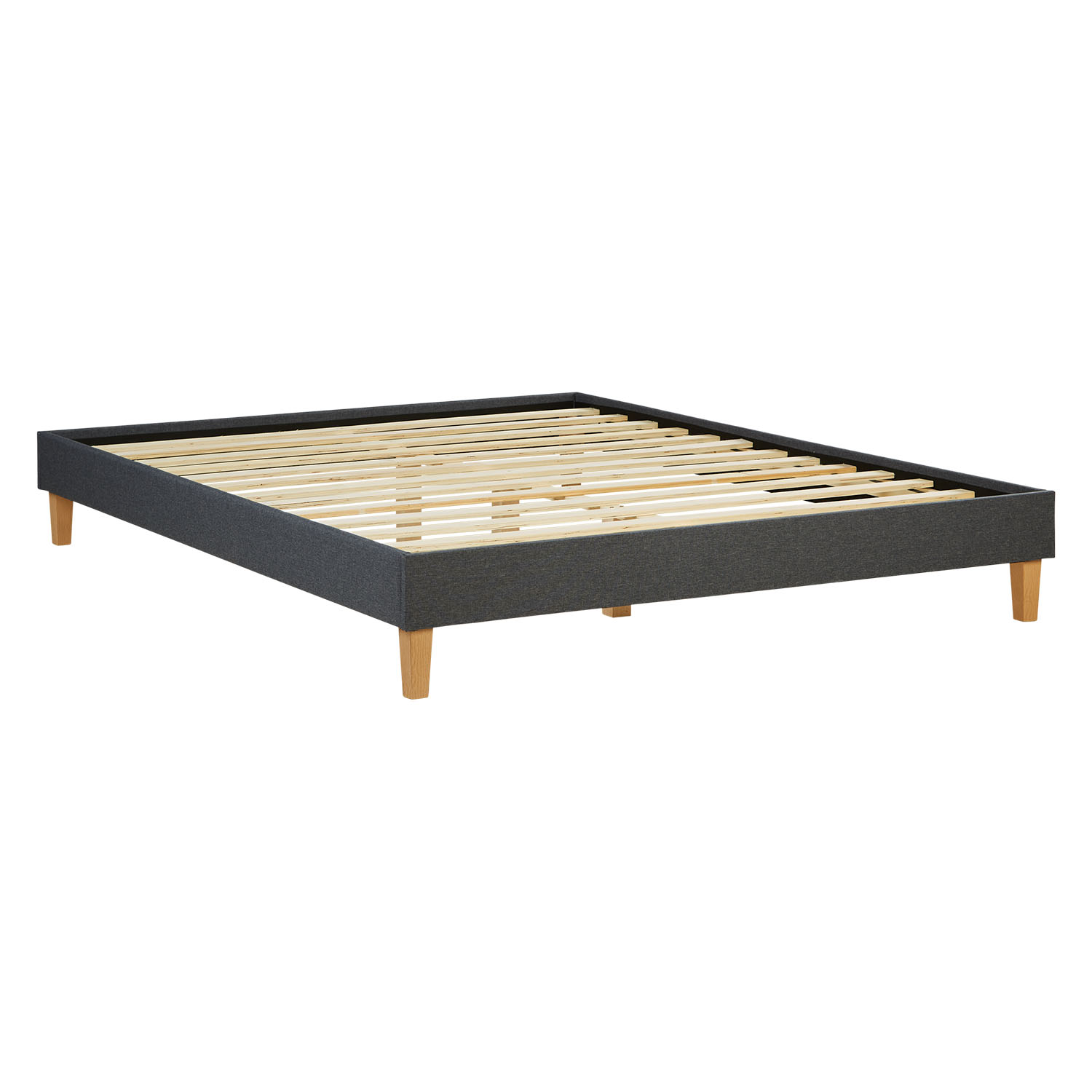 Upholstered Bed Frame Double Bed 160 x 200 cm Grey Futon Bed Platform Bed Fabric