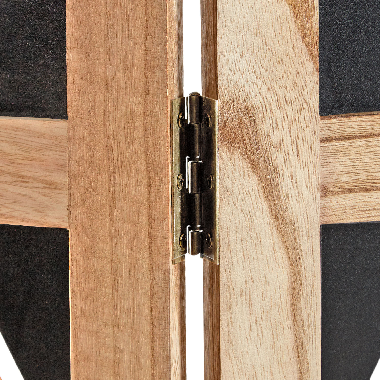 Paravent Natural Black Decorations | 3-panel | Wood | Room Divider Partition Privacy Screen